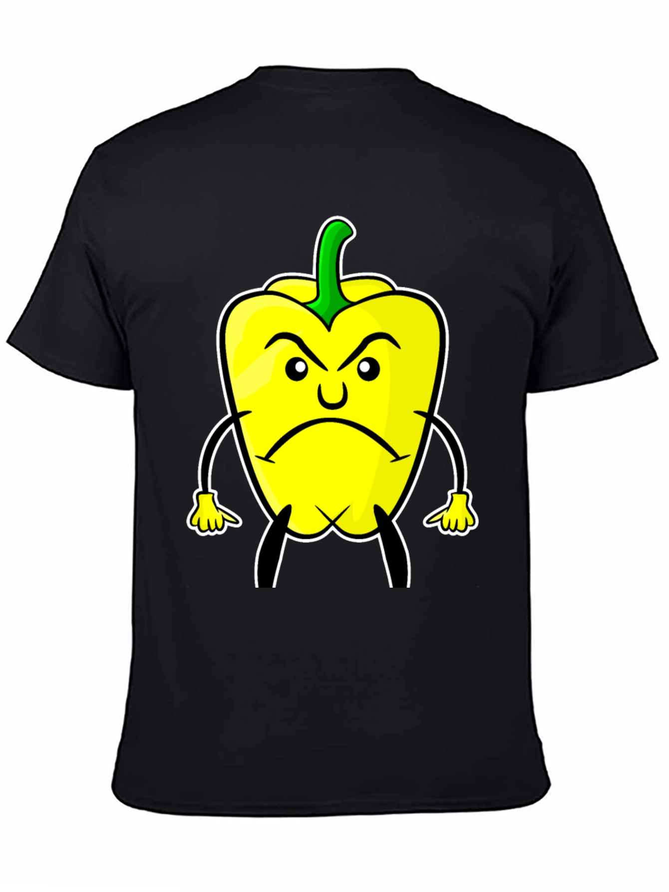 Angry Pepper Cartoon T-Shirt - Black