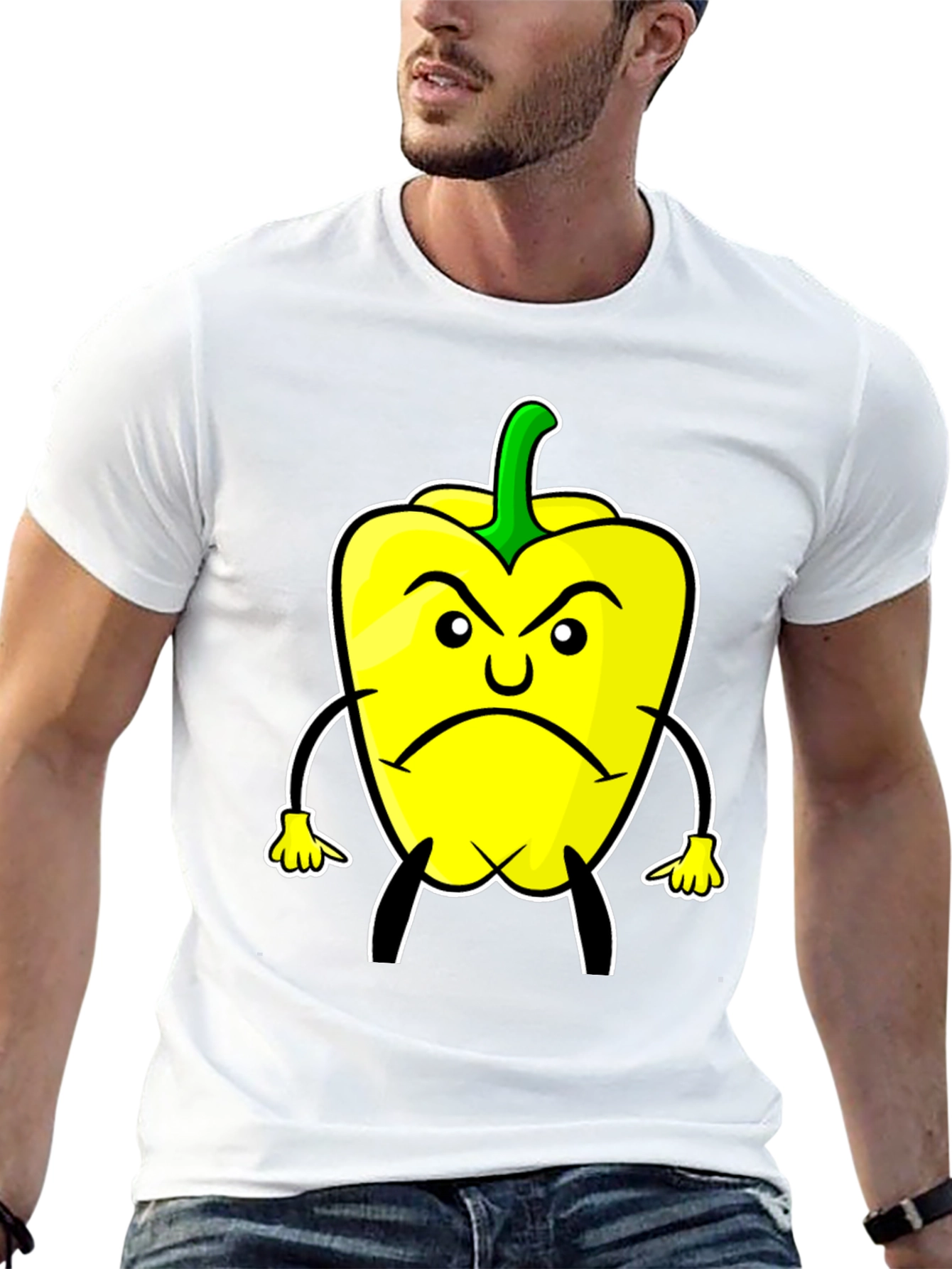 Angry Pepper Cartoon T-Shirt - Black