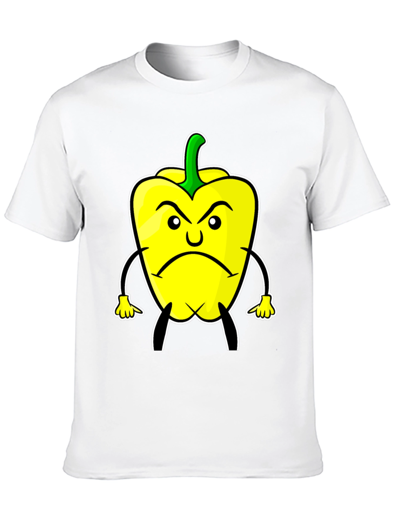 Angry Pepper Cartoon T-Shirt - Black