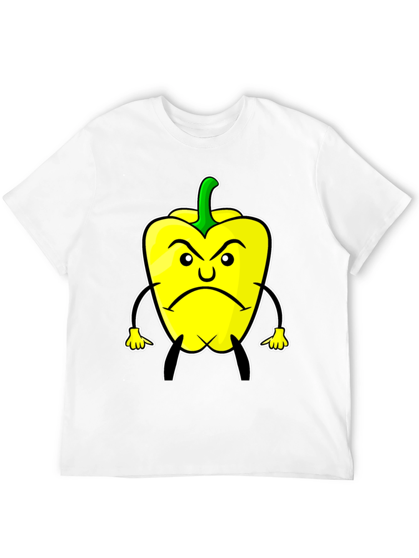 Angry Pepper Cartoon T-Shirt - Black