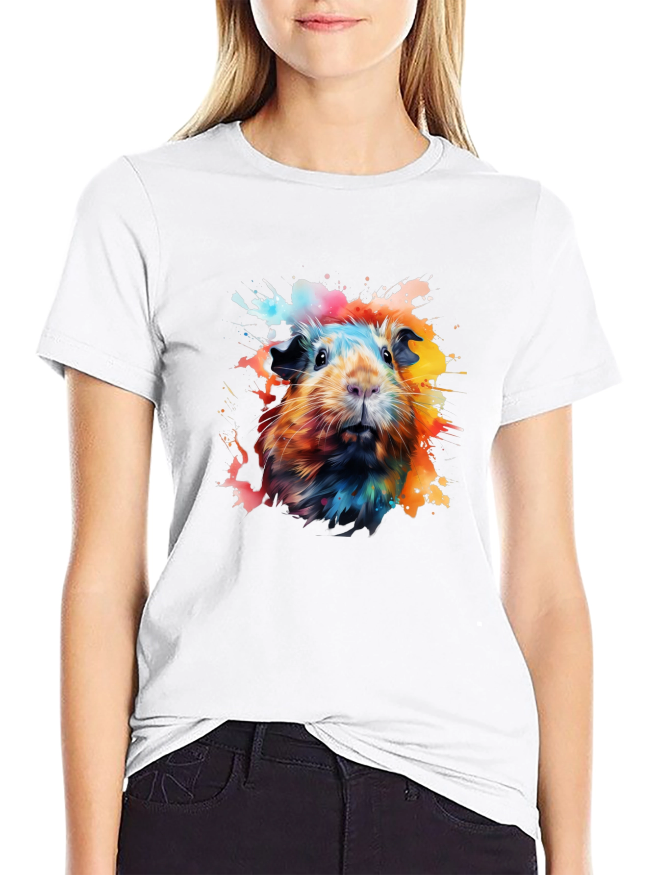 Guinea Pig Splatter Art Graphic T-Shirt