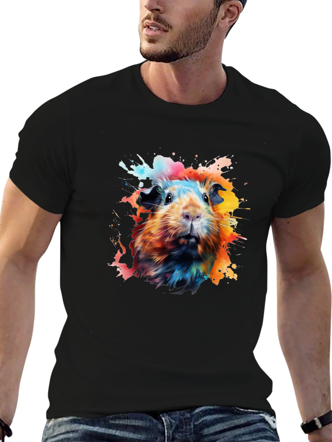 Guinea Pig Splatter Art Graphic T-Shirt