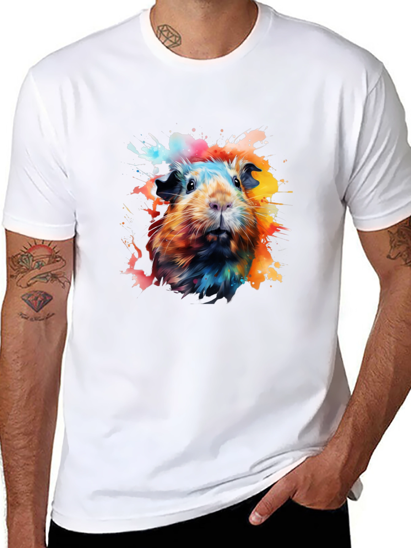 Guinea Pig Splatter Art Graphic T-Shirt