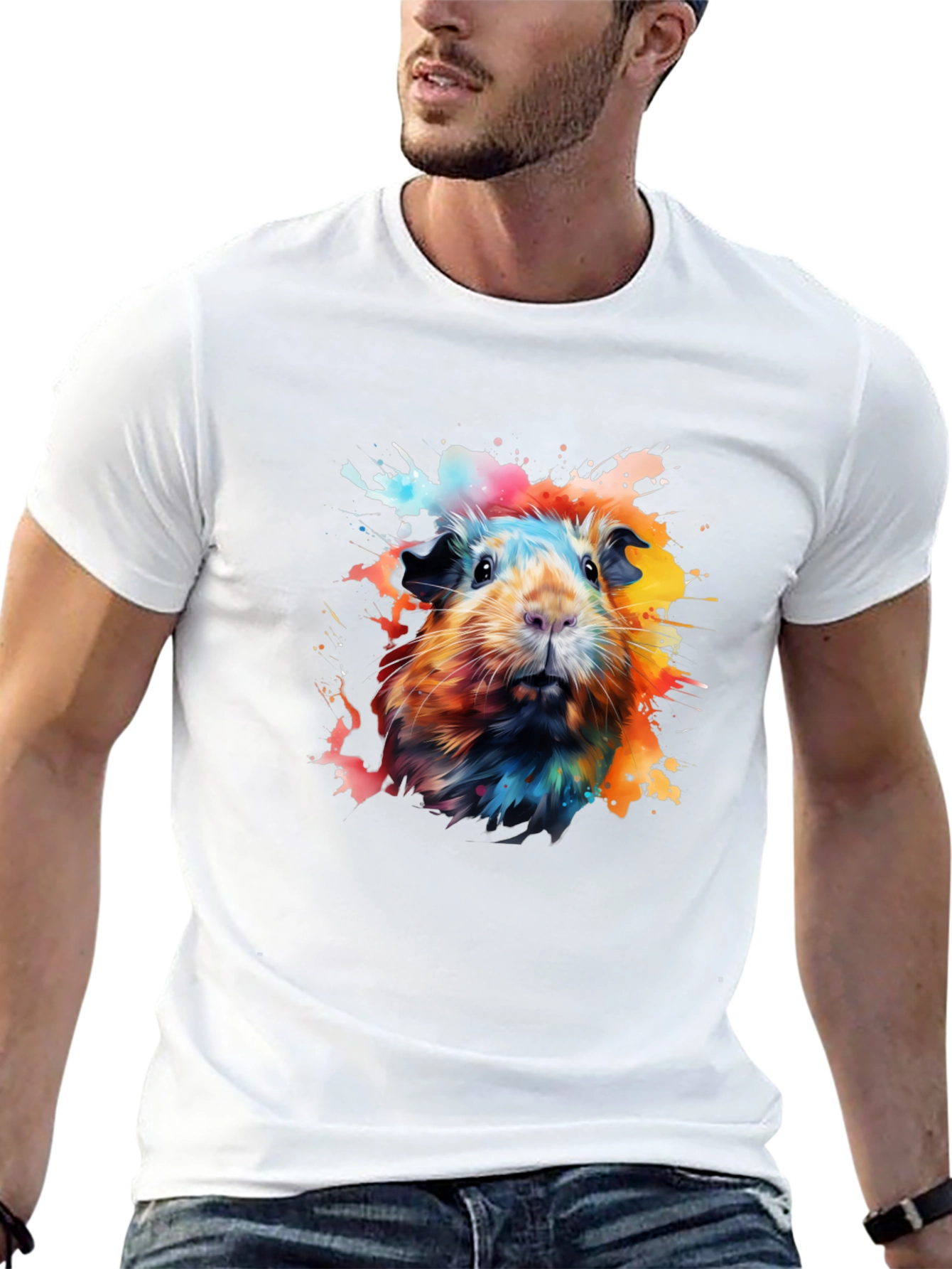 Guinea Pig Splatter Art Graphic T-Shirt