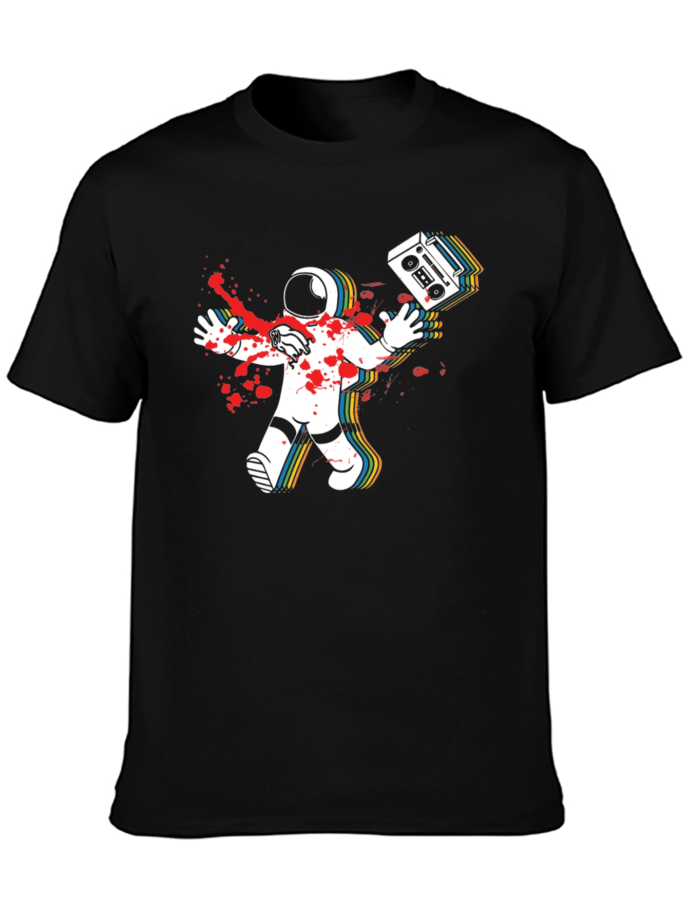 Astronaut Boombox Mens Black T-Shirt