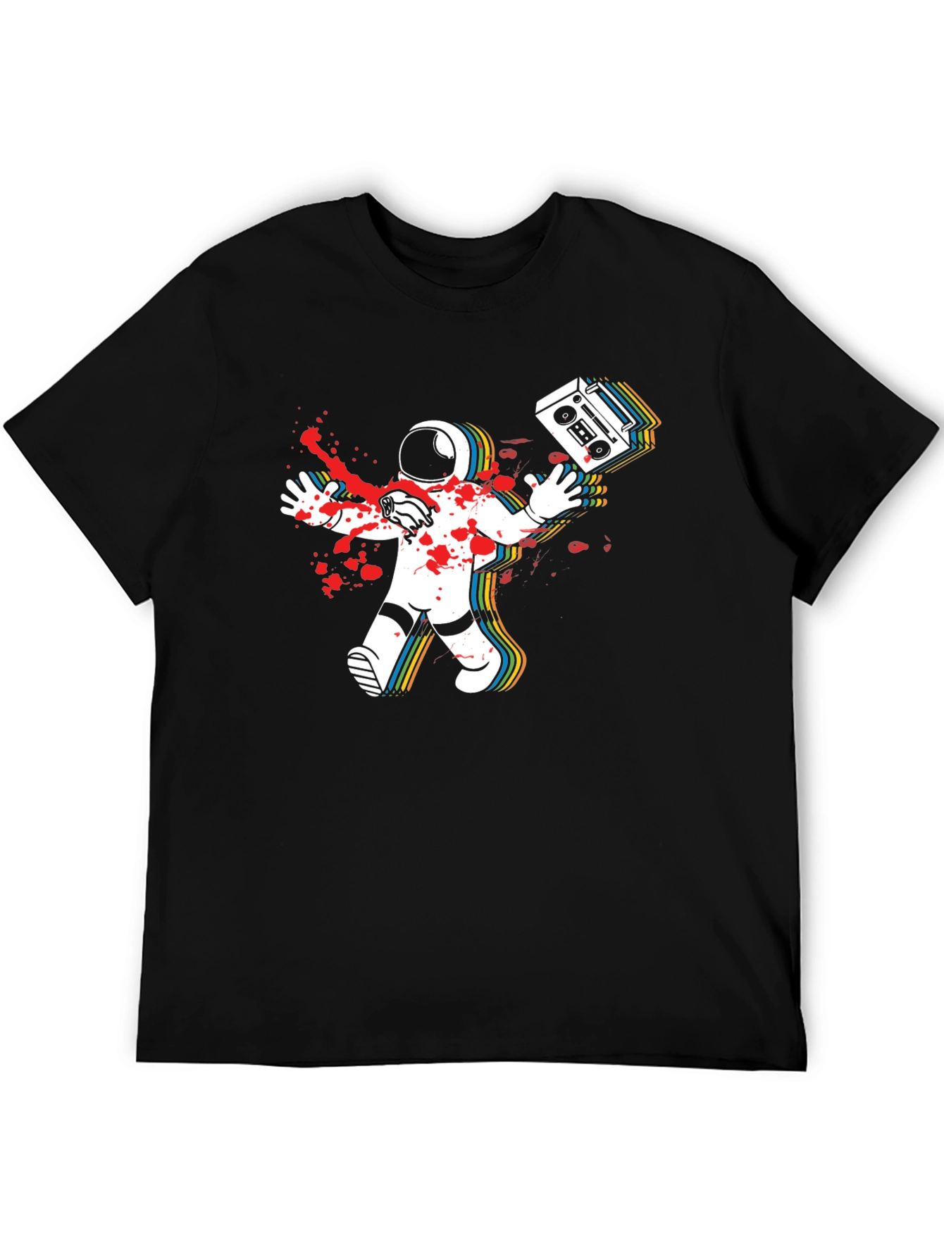 Astronaut Boombox Mens Black T-Shirt