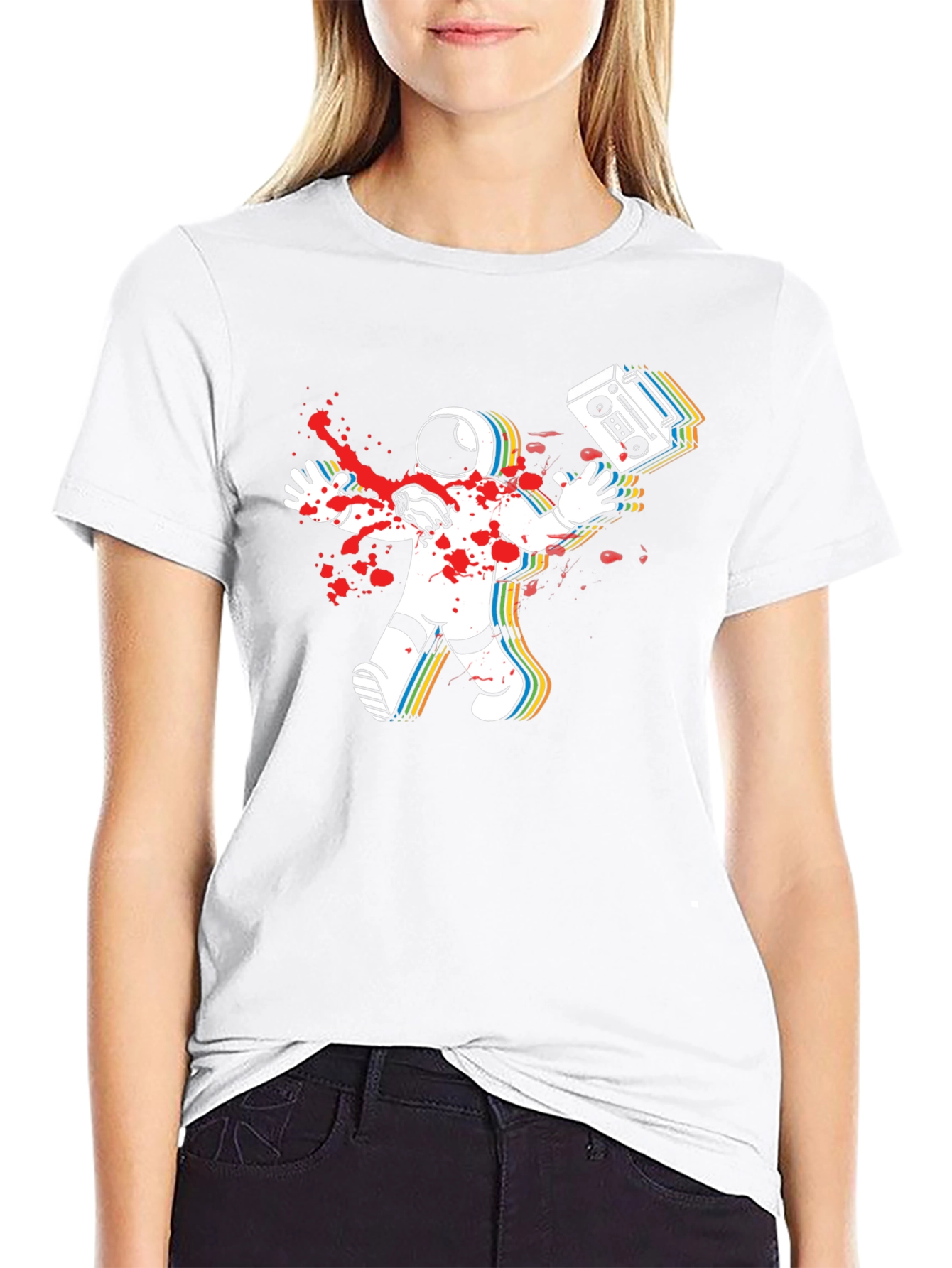 Astronaut Boombox Mens Black T-Shirt
