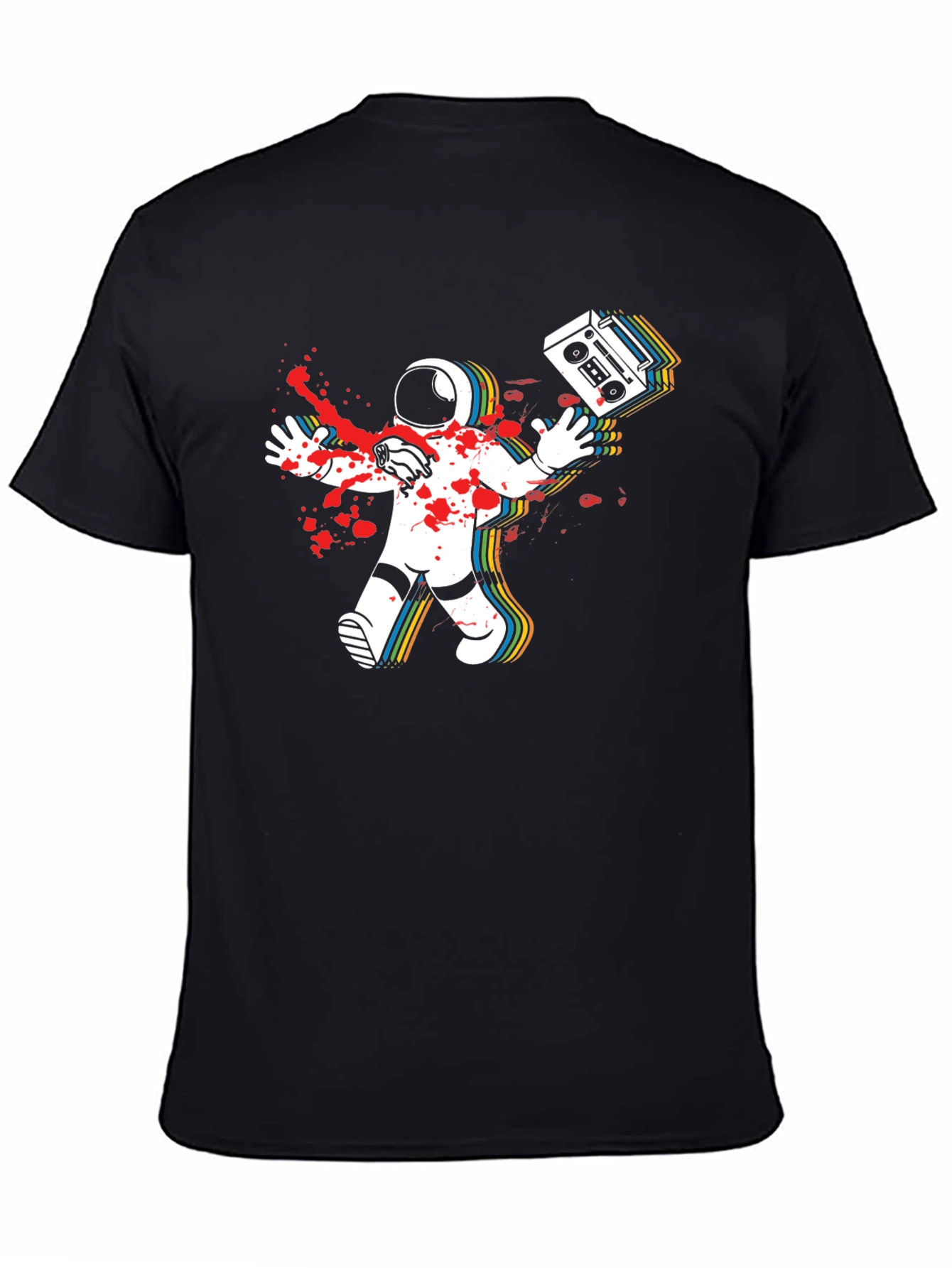 Astronaut Boombox Mens Black T-Shirt