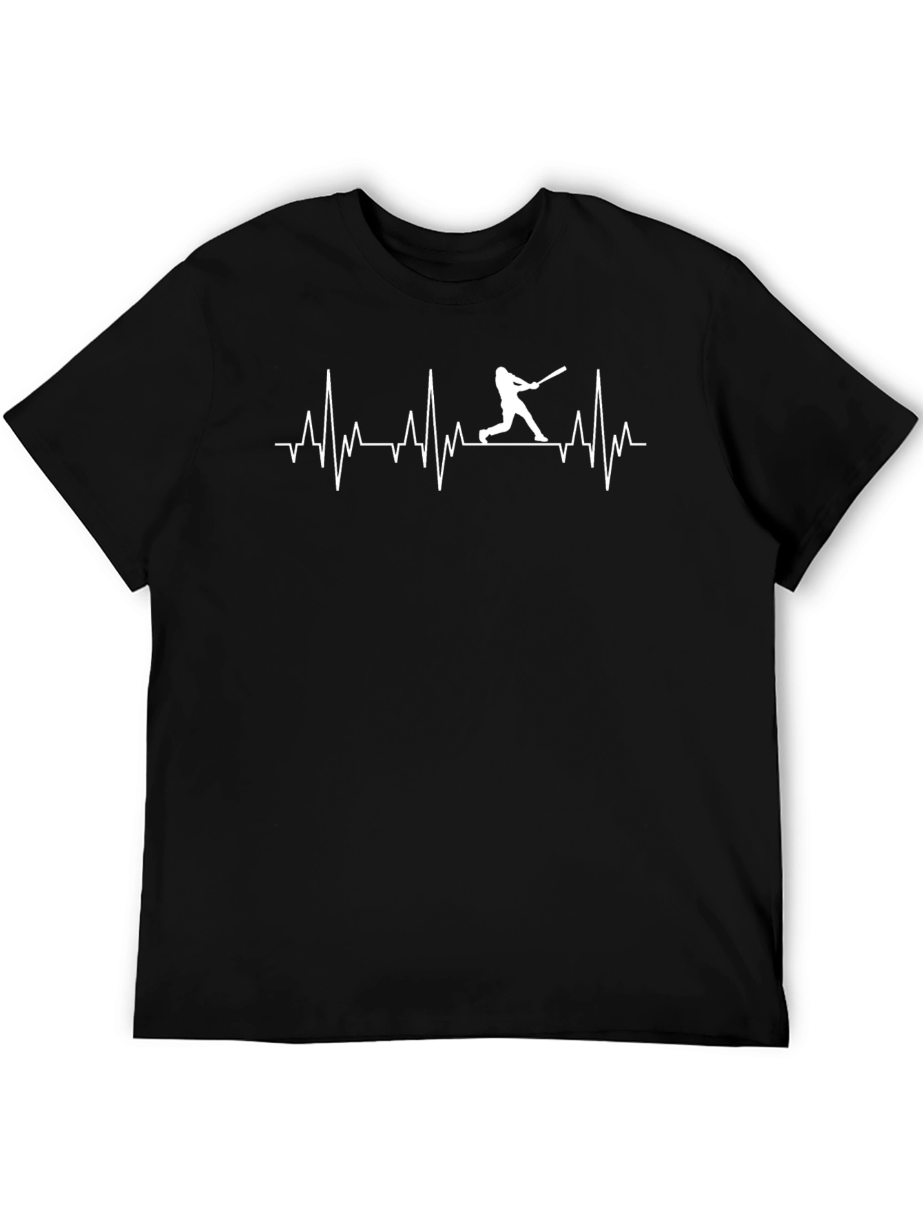 Baseball Heartbeat T-Shirt - Black