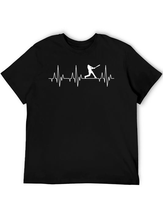 Baseball Heartbeat T-Shirt - Black