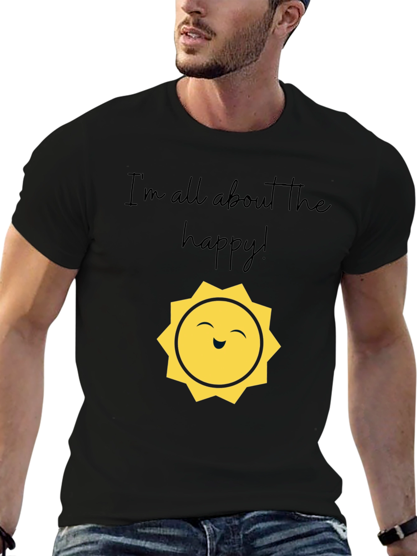 Happy Sun Graphic T-Shirt - Unisex Black Tee