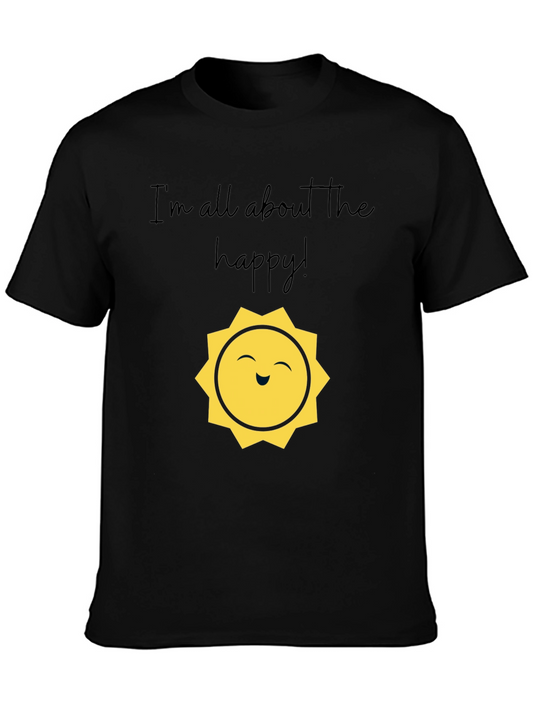 Happy Sun Graphic T-Shirt - Unisex Black Tee