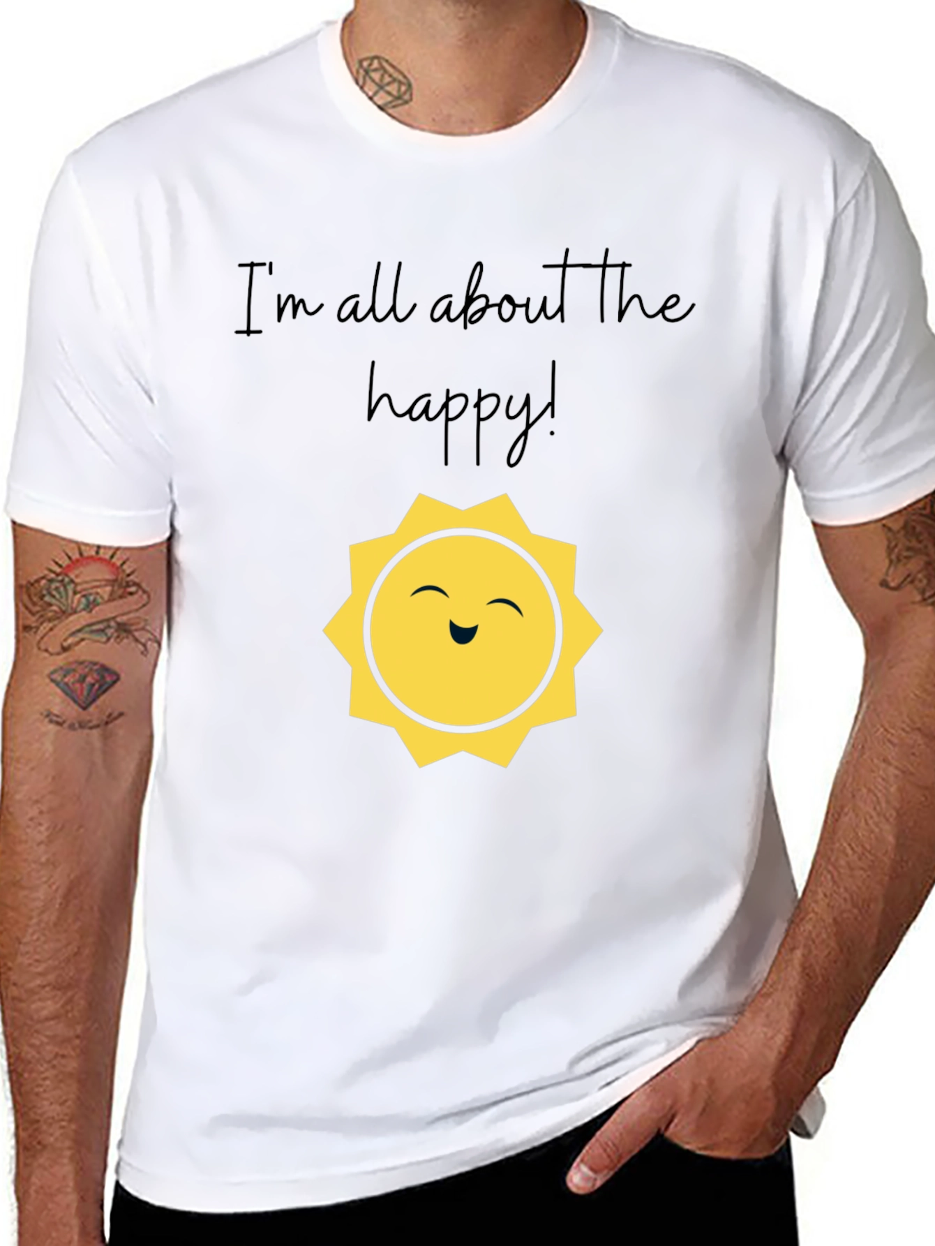 Happy Sun Graphic T-Shirt - Unisex Black Tee