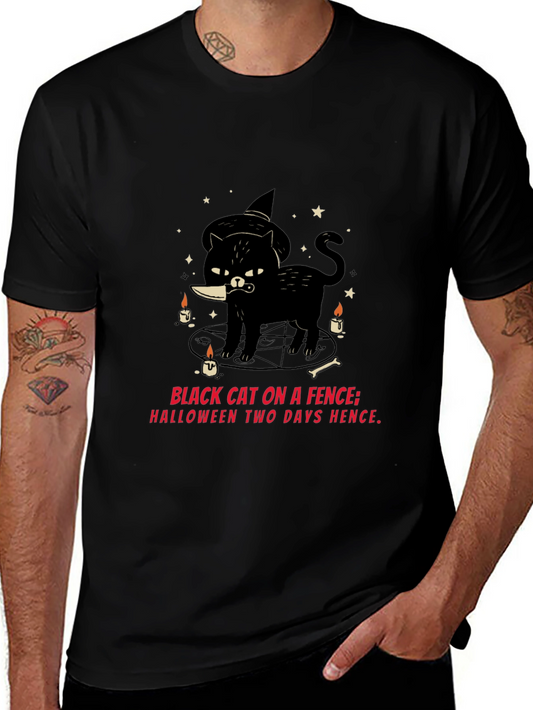 Halloween Black Cat Knife T-Shirt
