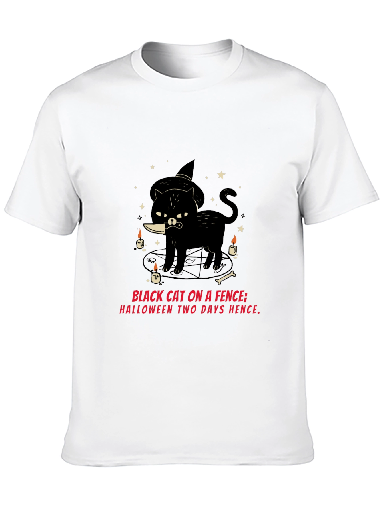 Halloween Black Cat Knife T-Shirt