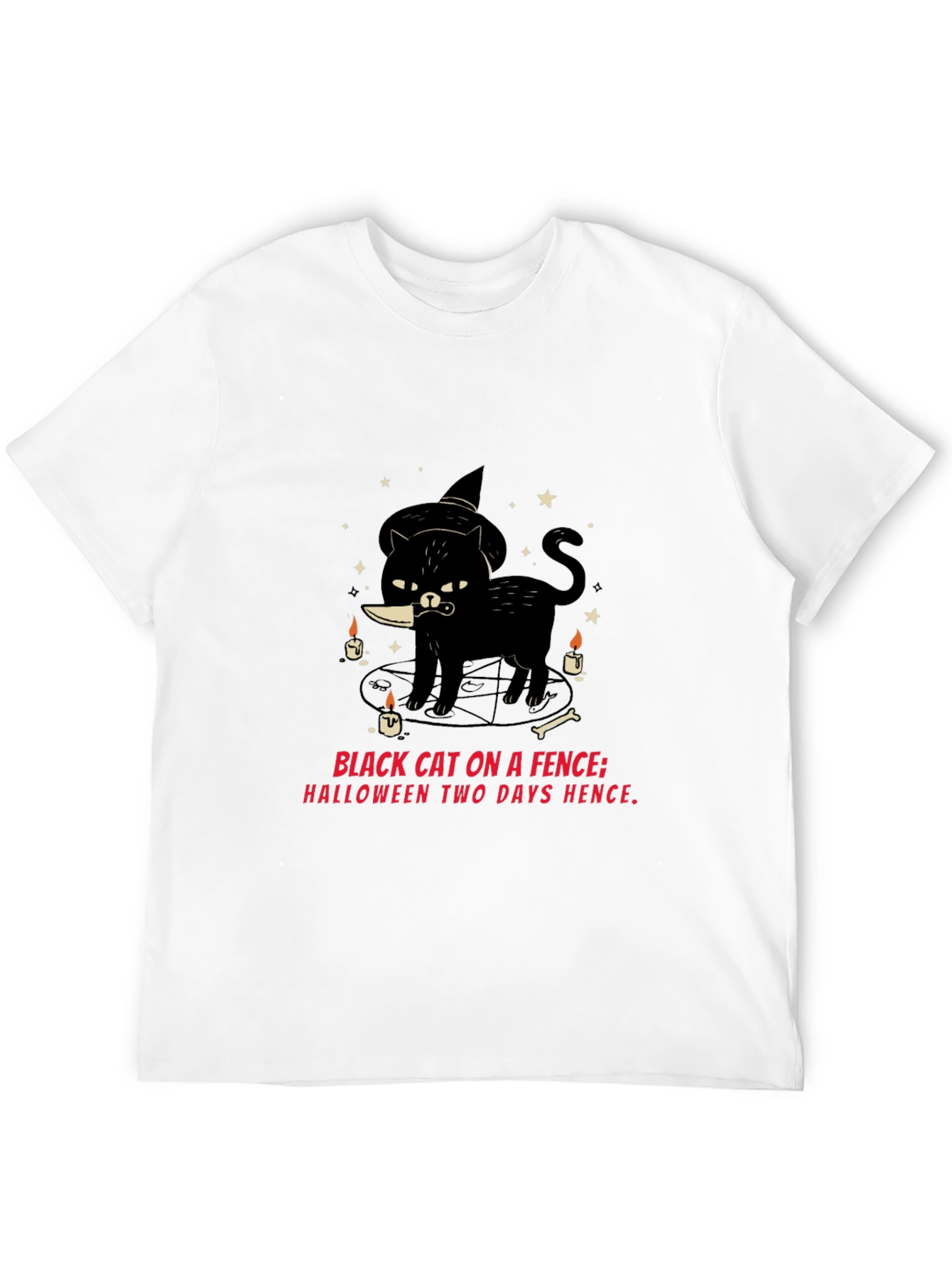 Halloween Black Cat Knife T-Shirt