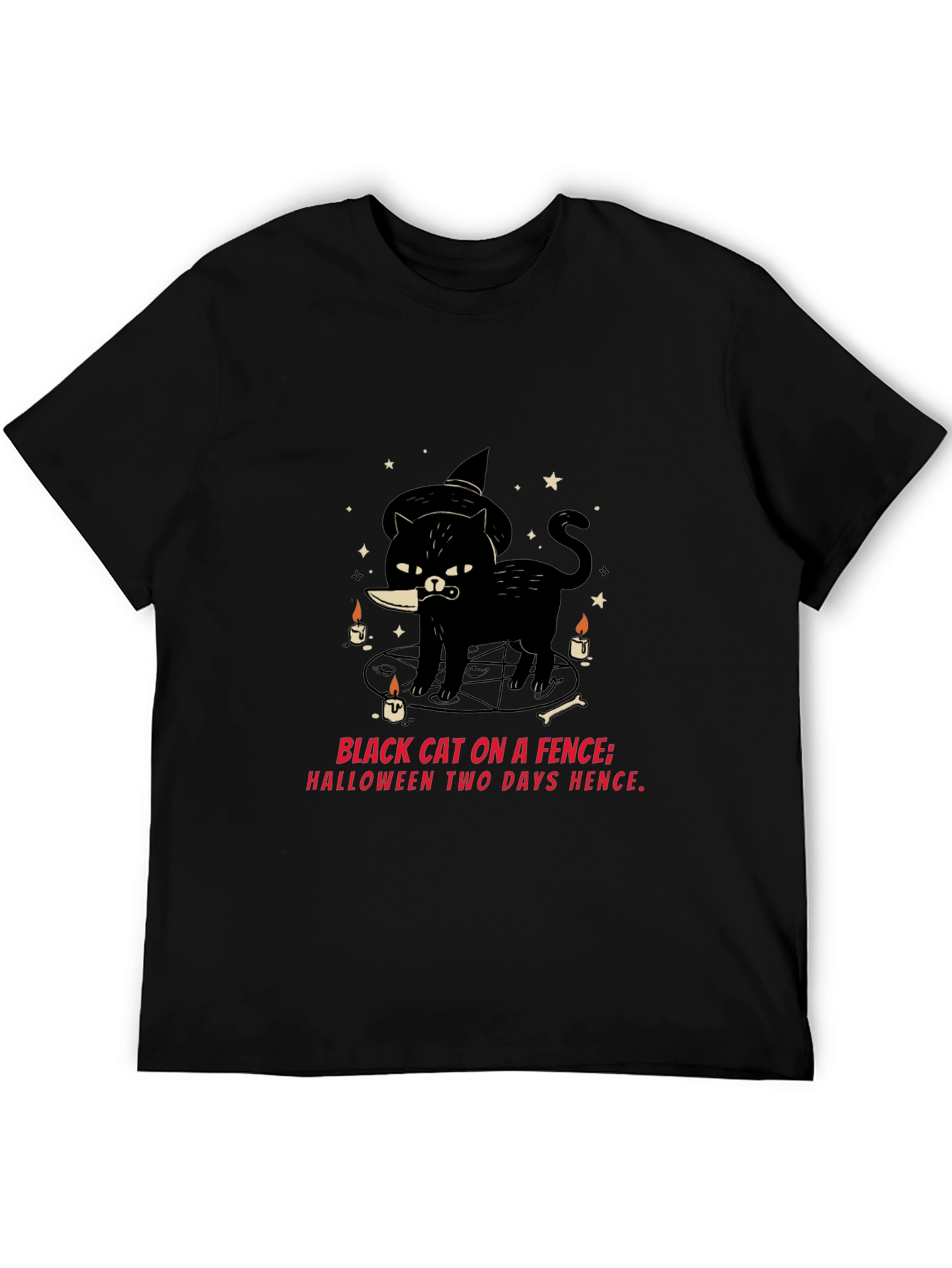 Halloween Black Cat Knife T-Shirt