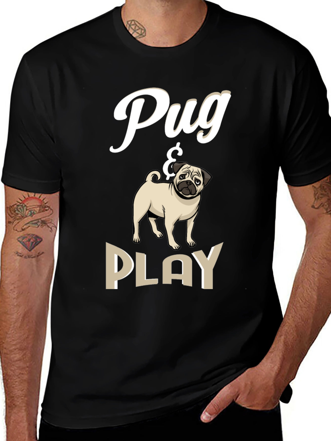 Pug & Play Black T-Shirt