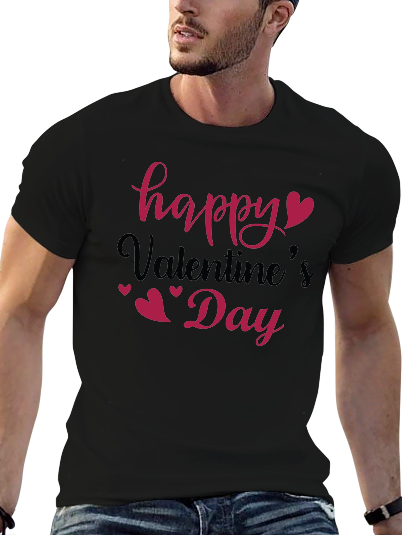 Happy Valentines Day Black T-Shirt