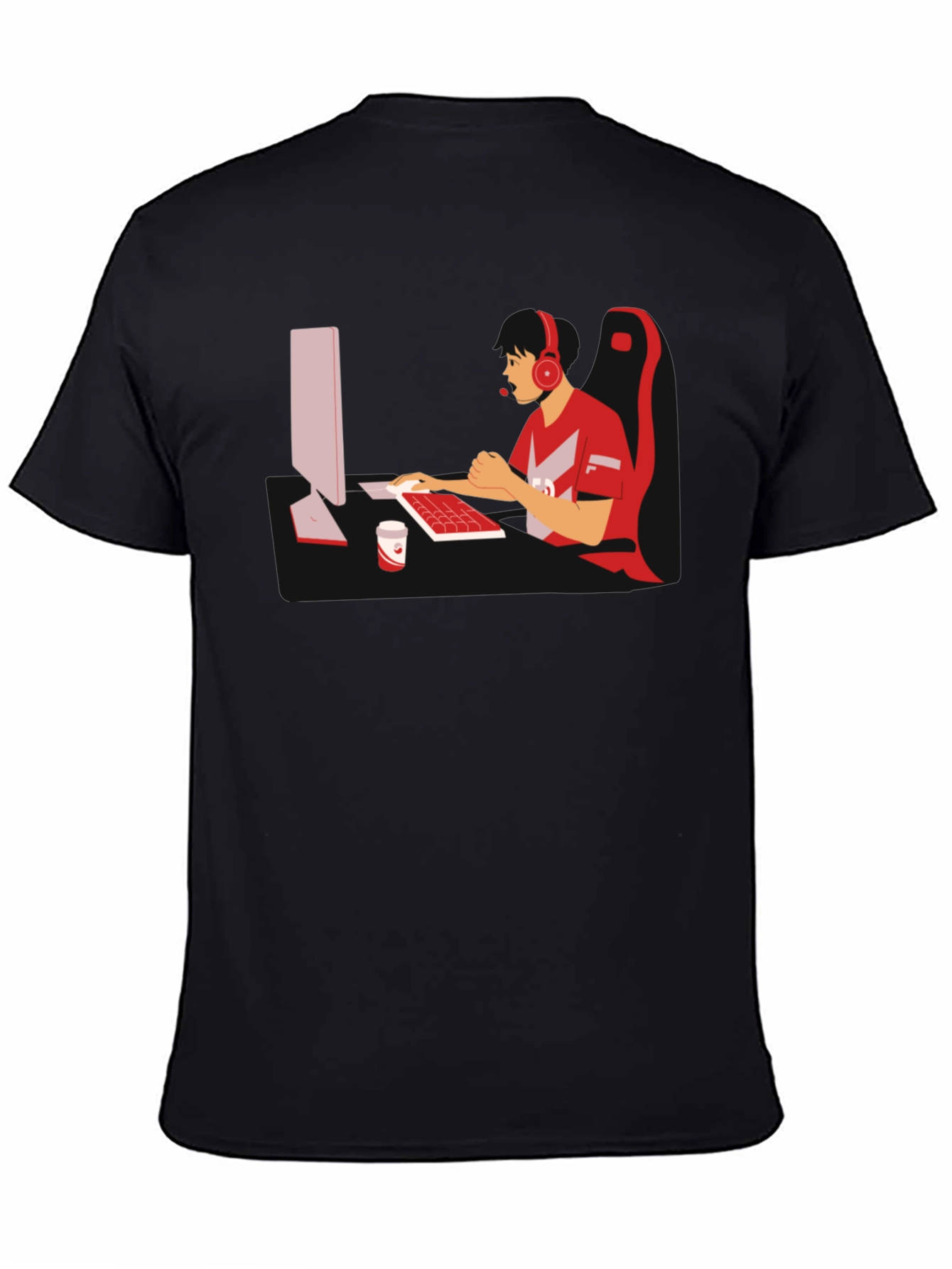 Gamer Graphic T-Shirt - Black Cotton Blend