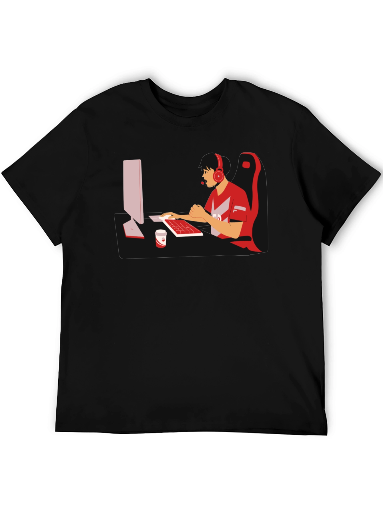 Gamer Graphic T-Shirt - Black Cotton Blend