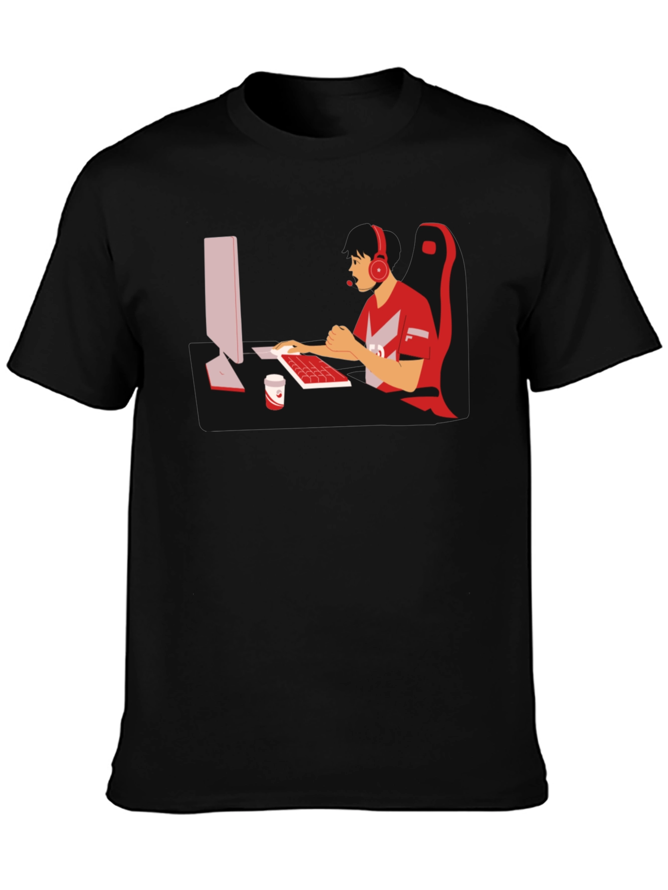 Gamer Graphic T-Shirt - Black Cotton Blend