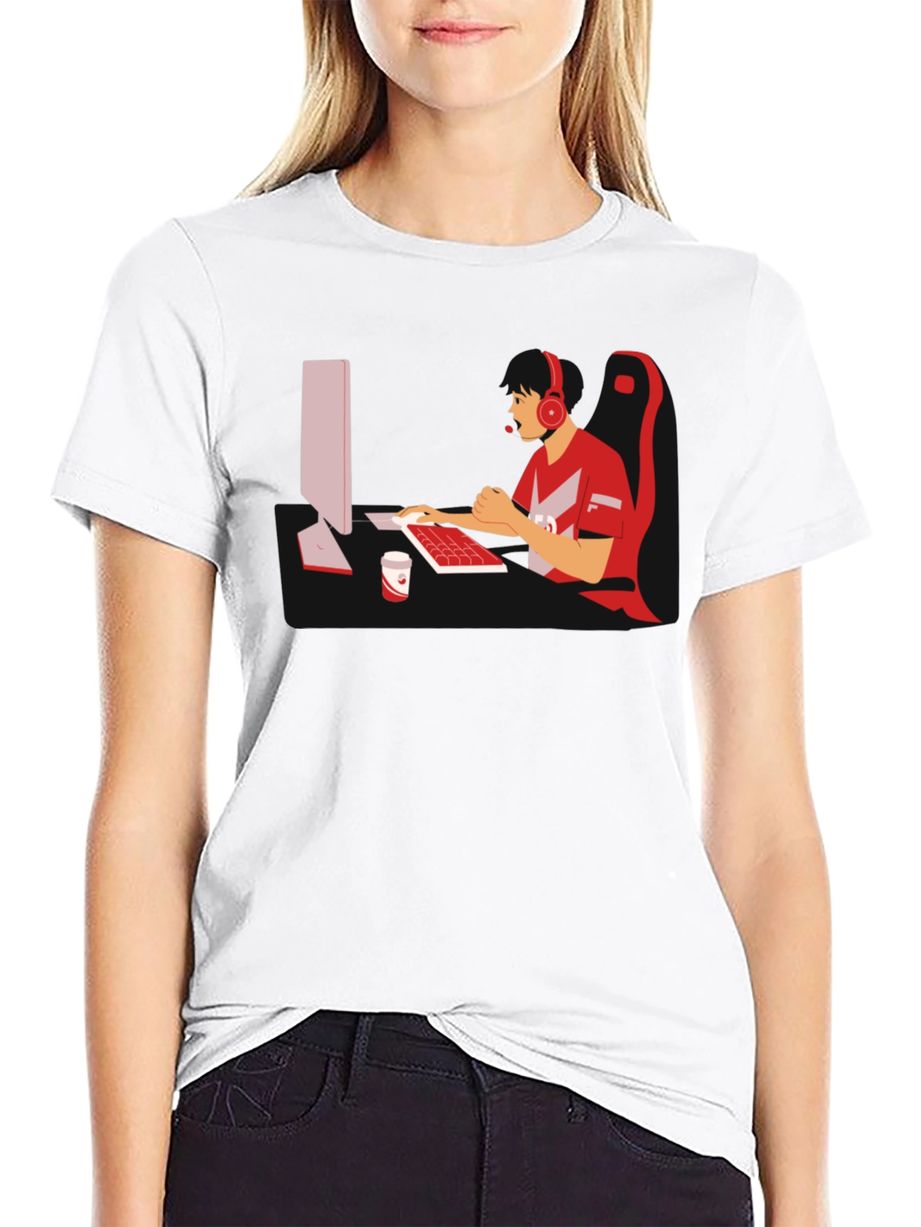 Gamer Graphic T-Shirt - Black Cotton Blend