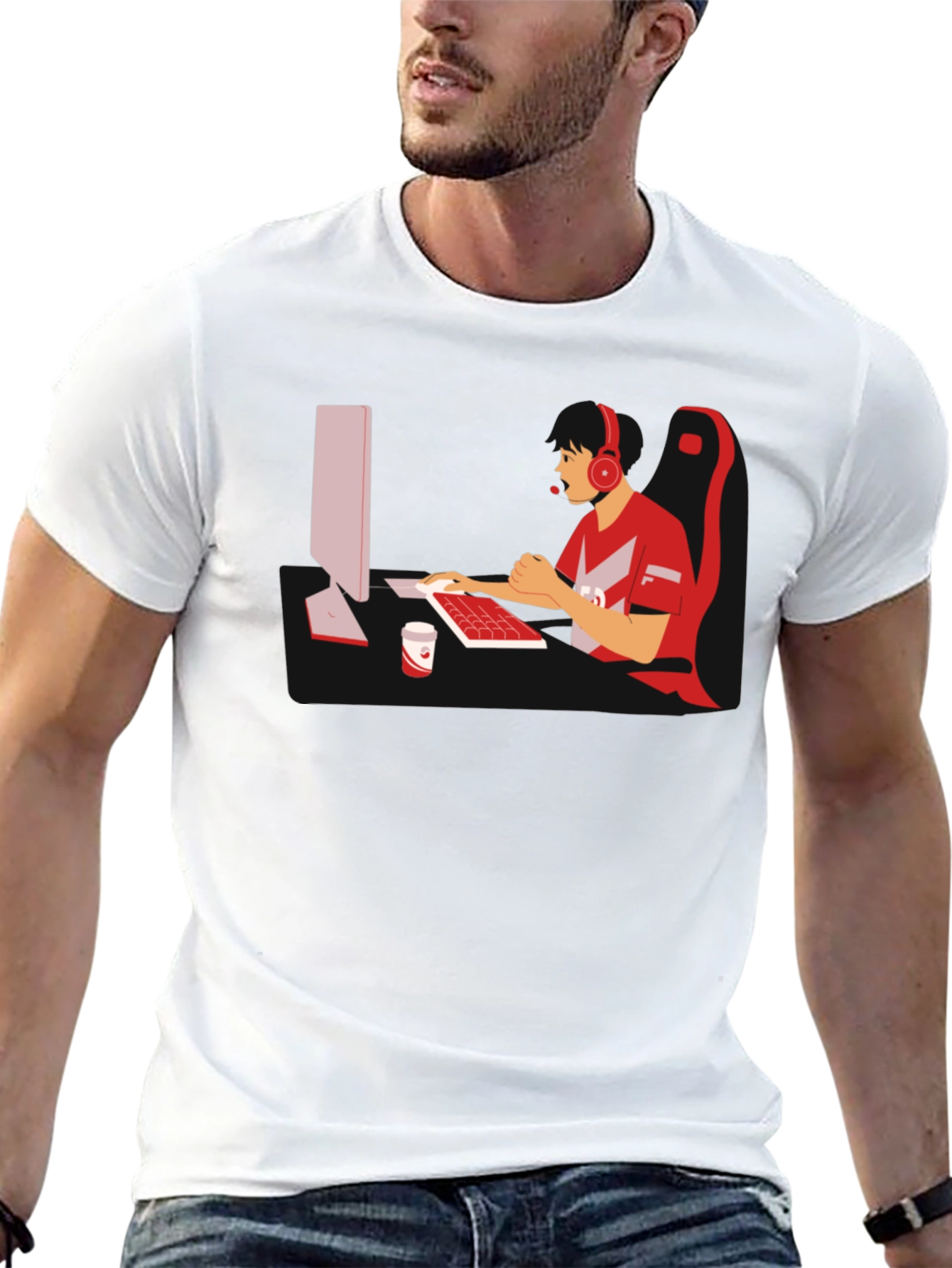 Gamer Graphic T-Shirt - Black Cotton Blend