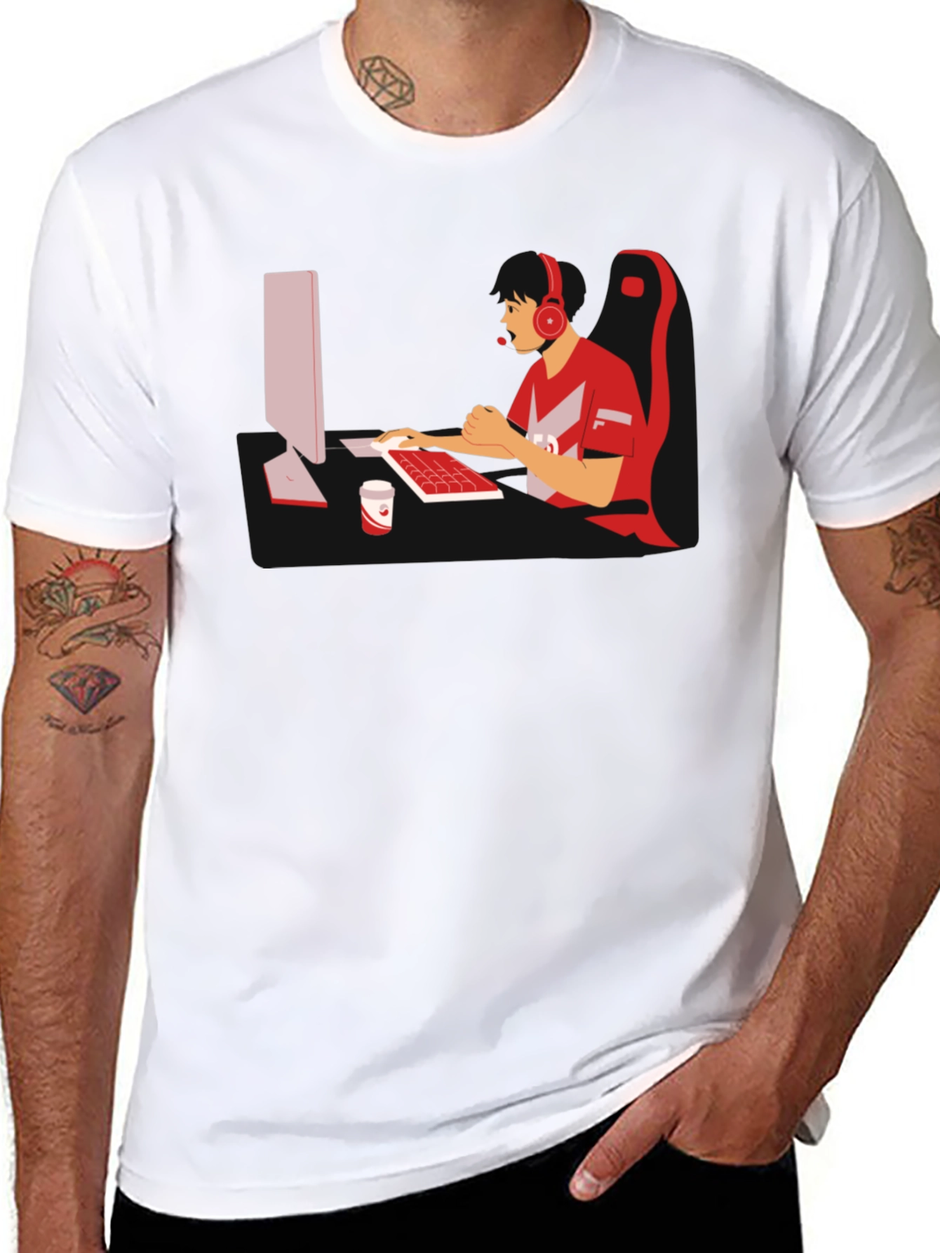 Gamer Graphic T-Shirt - Black Cotton Blend