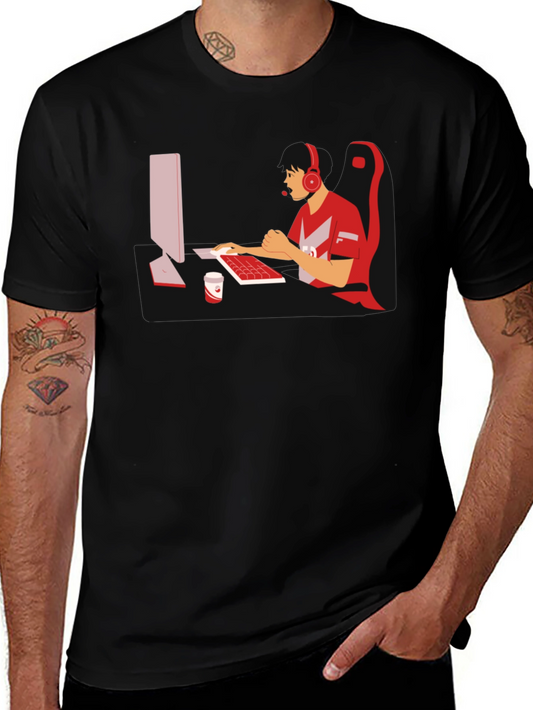 Gamer Graphic T-Shirt - Black Cotton Blend