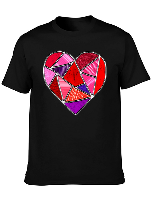 Geometric Heart Graphic Tee - Valentines Day Shirt