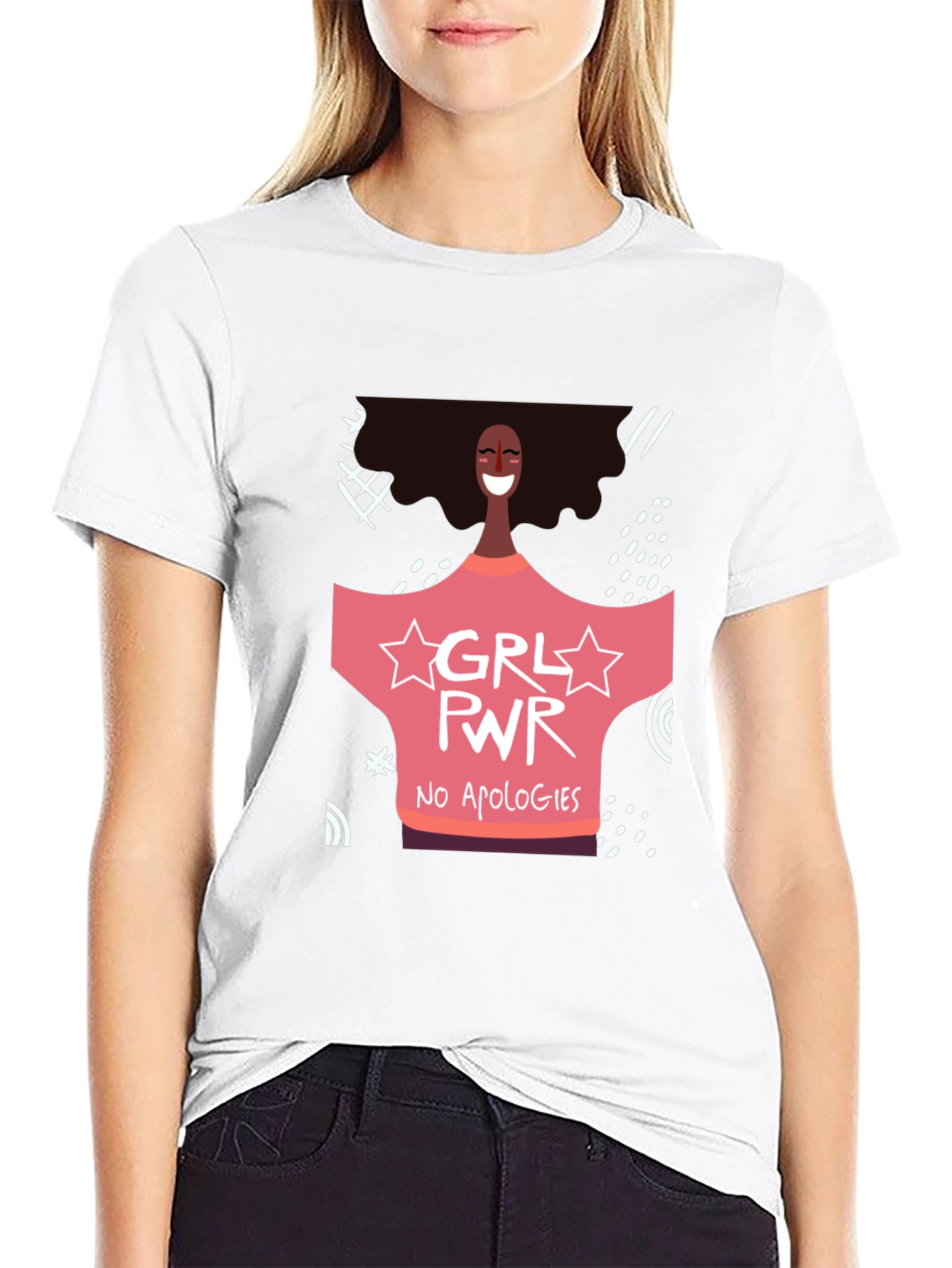 GRL PWR Graphic Tee - No Apologies Black T-Shirt