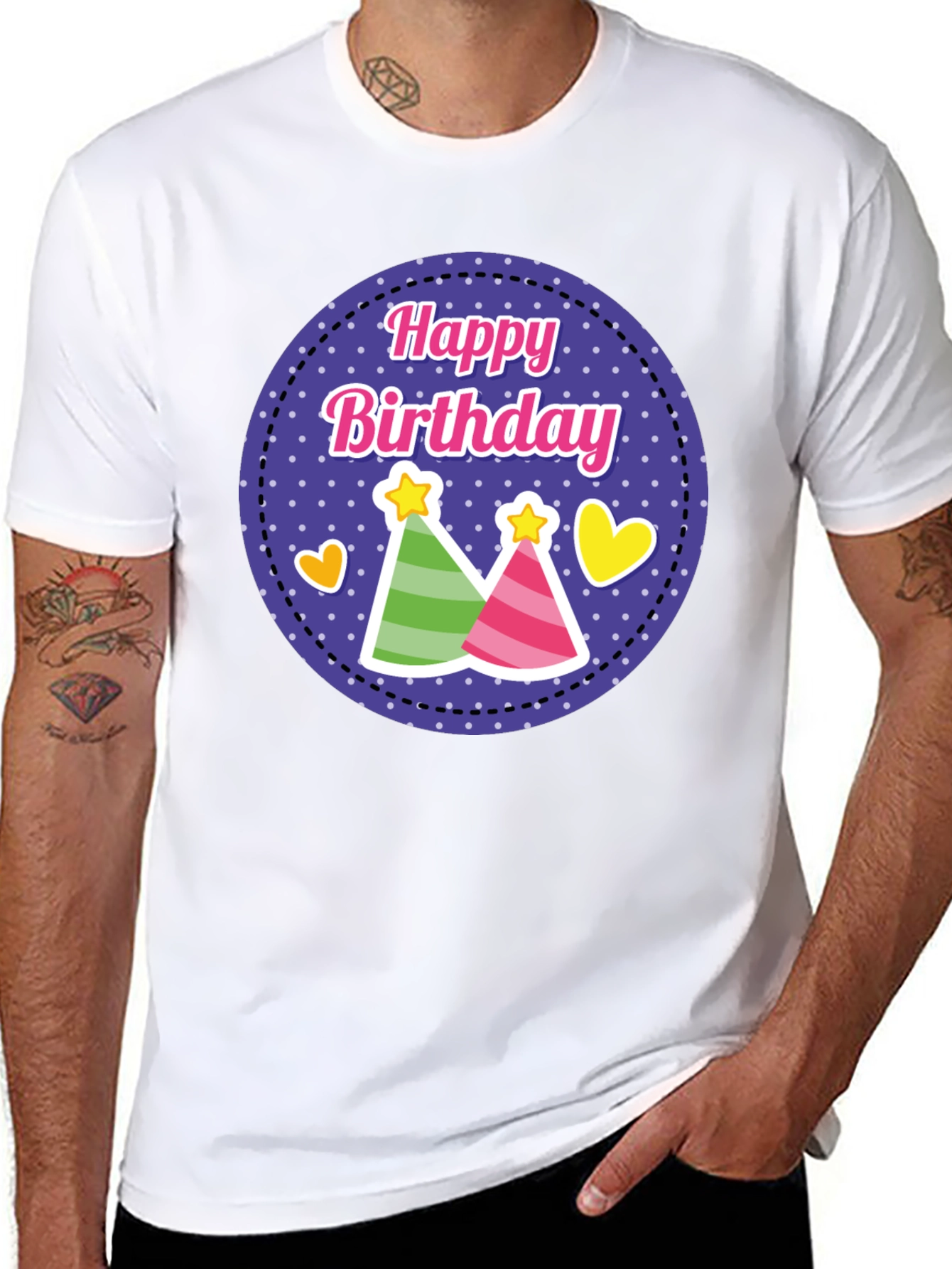 Happy Birthday T-Shirt Party Hats Celebration Tee