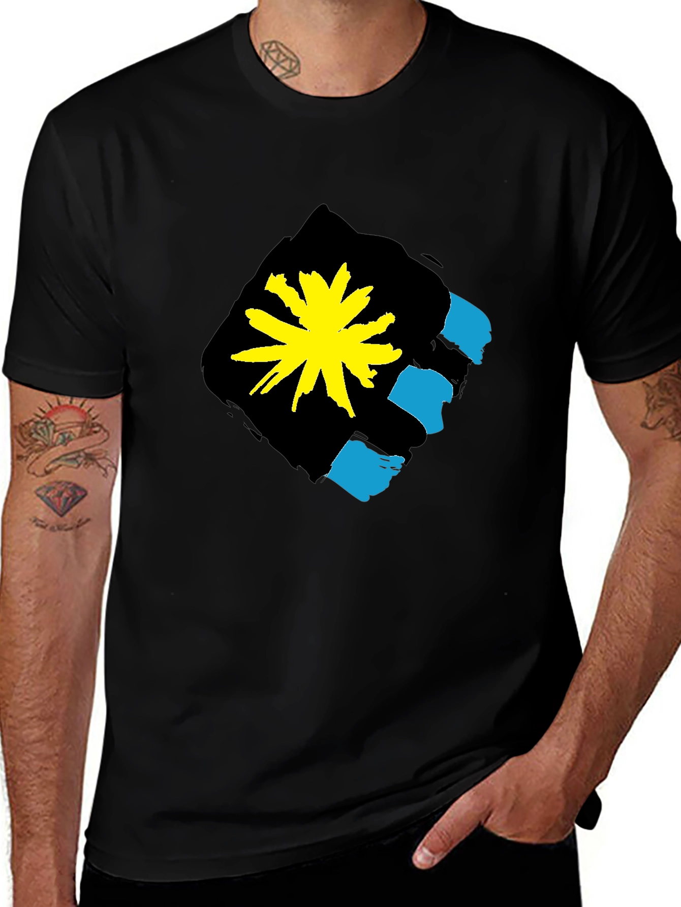 Graphic Print Crew Neck T-Shirt - Antigua Flag