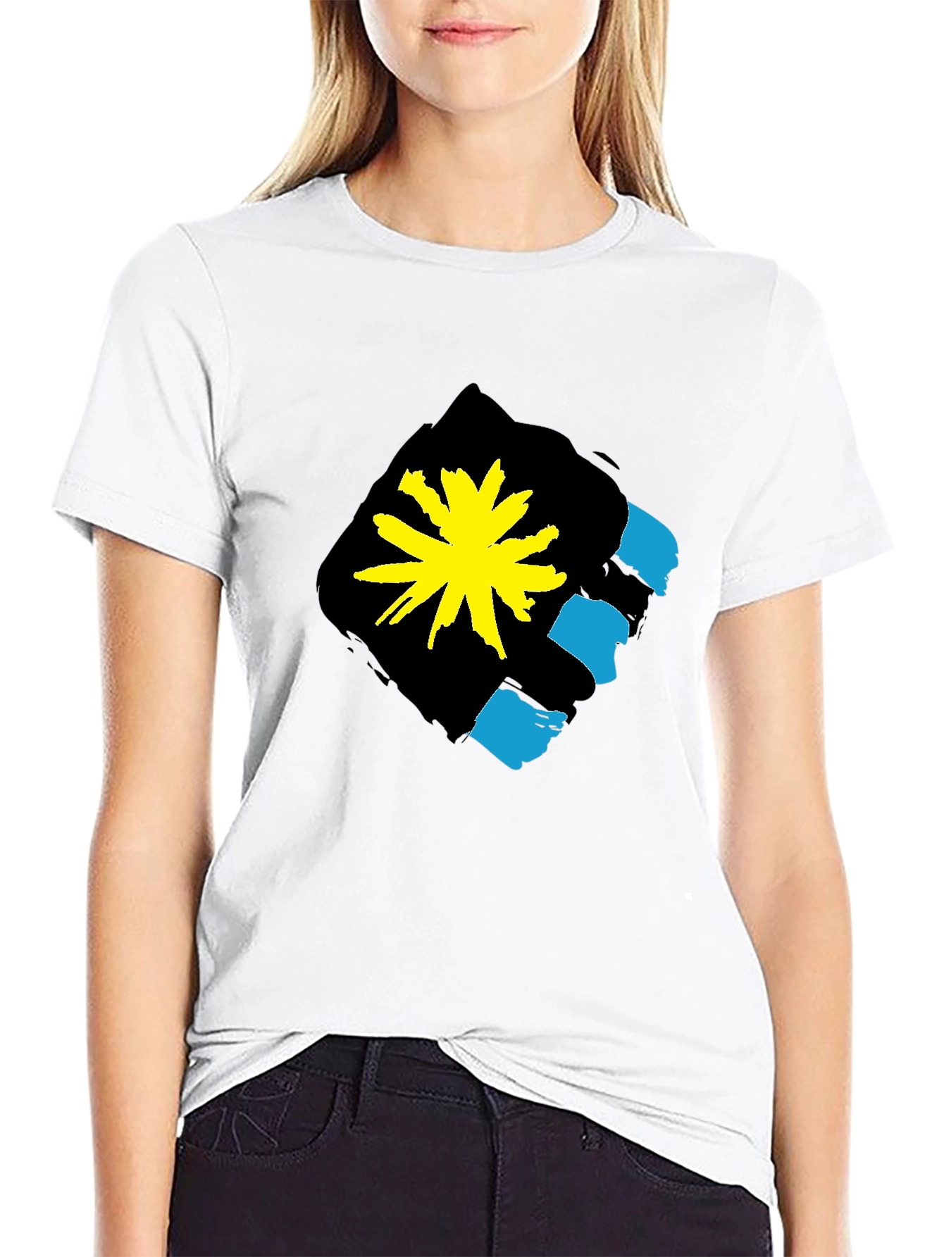 Graphic Print Crew Neck T-Shirt - Antigua Flag
