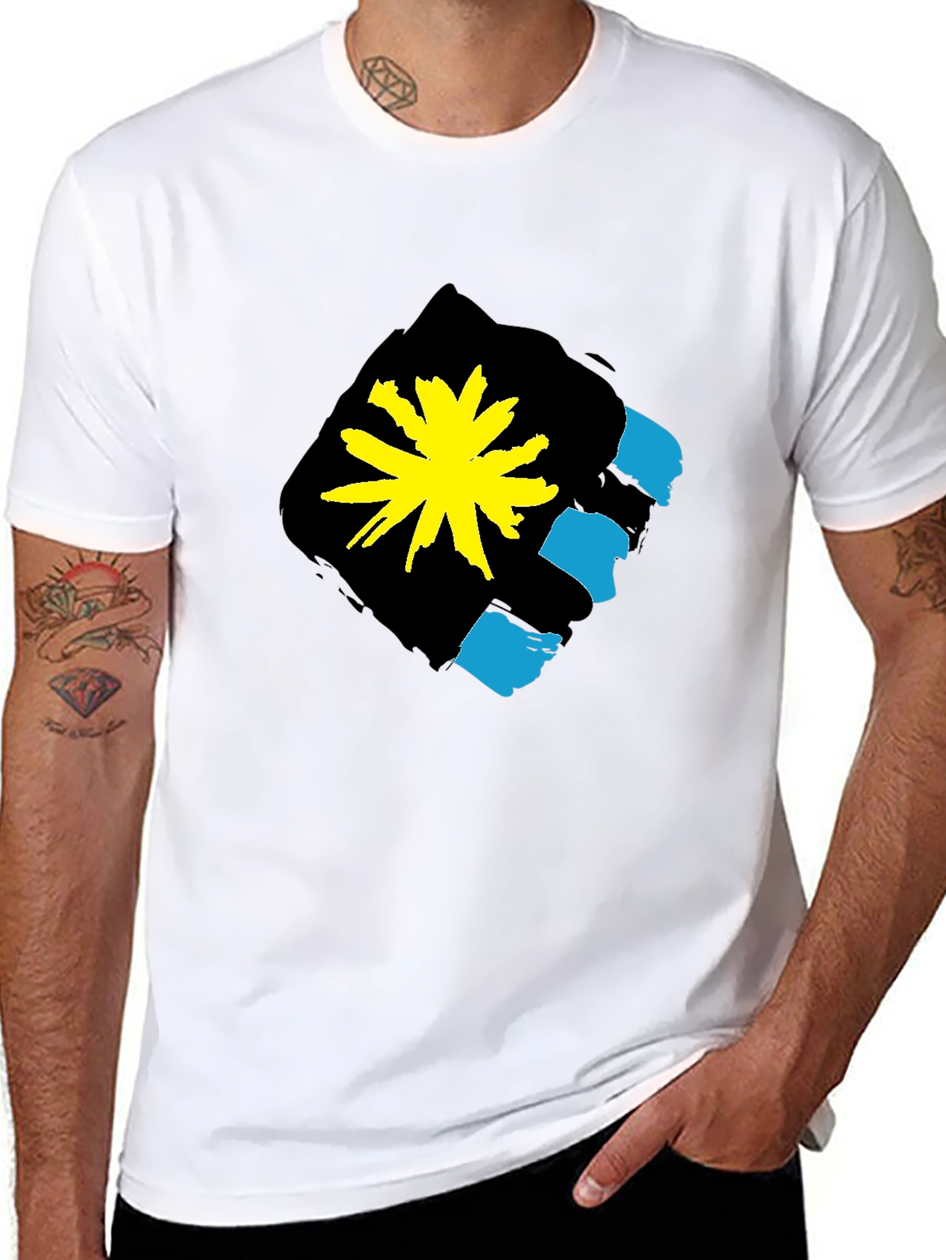 Graphic Print Crew Neck T-Shirt - Antigua Flag