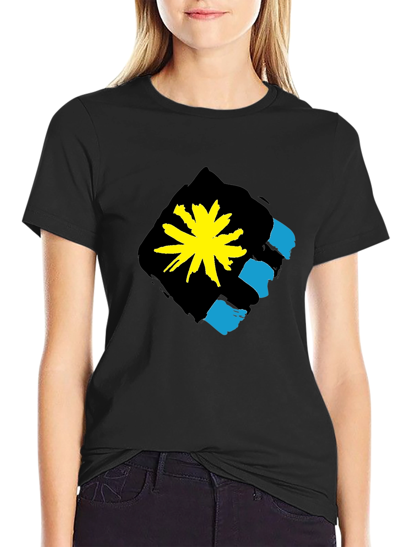 Graphic Print Crew Neck T-Shirt - Antigua Flag