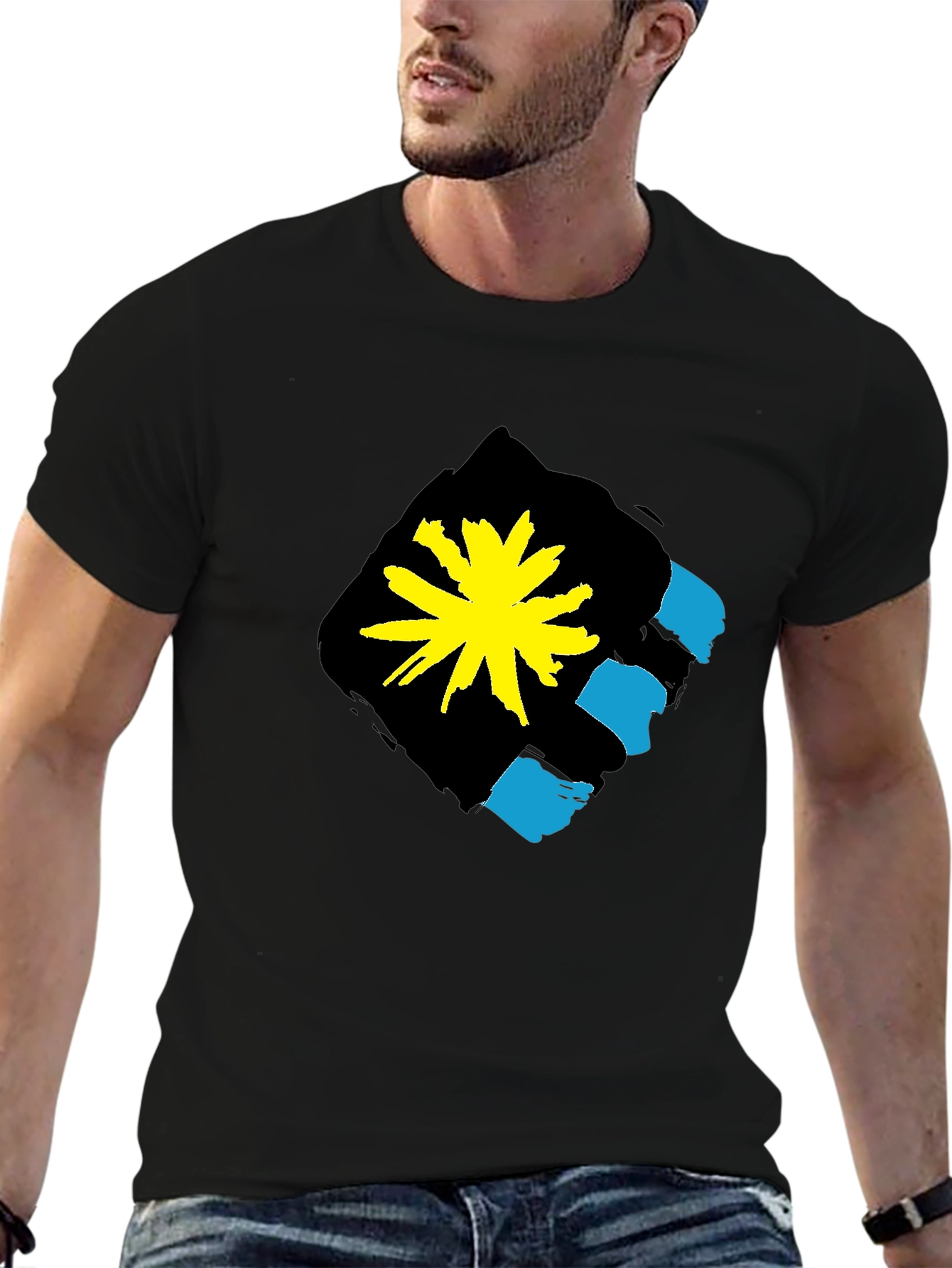 Graphic Print Crew Neck T-Shirt - Antigua Flag