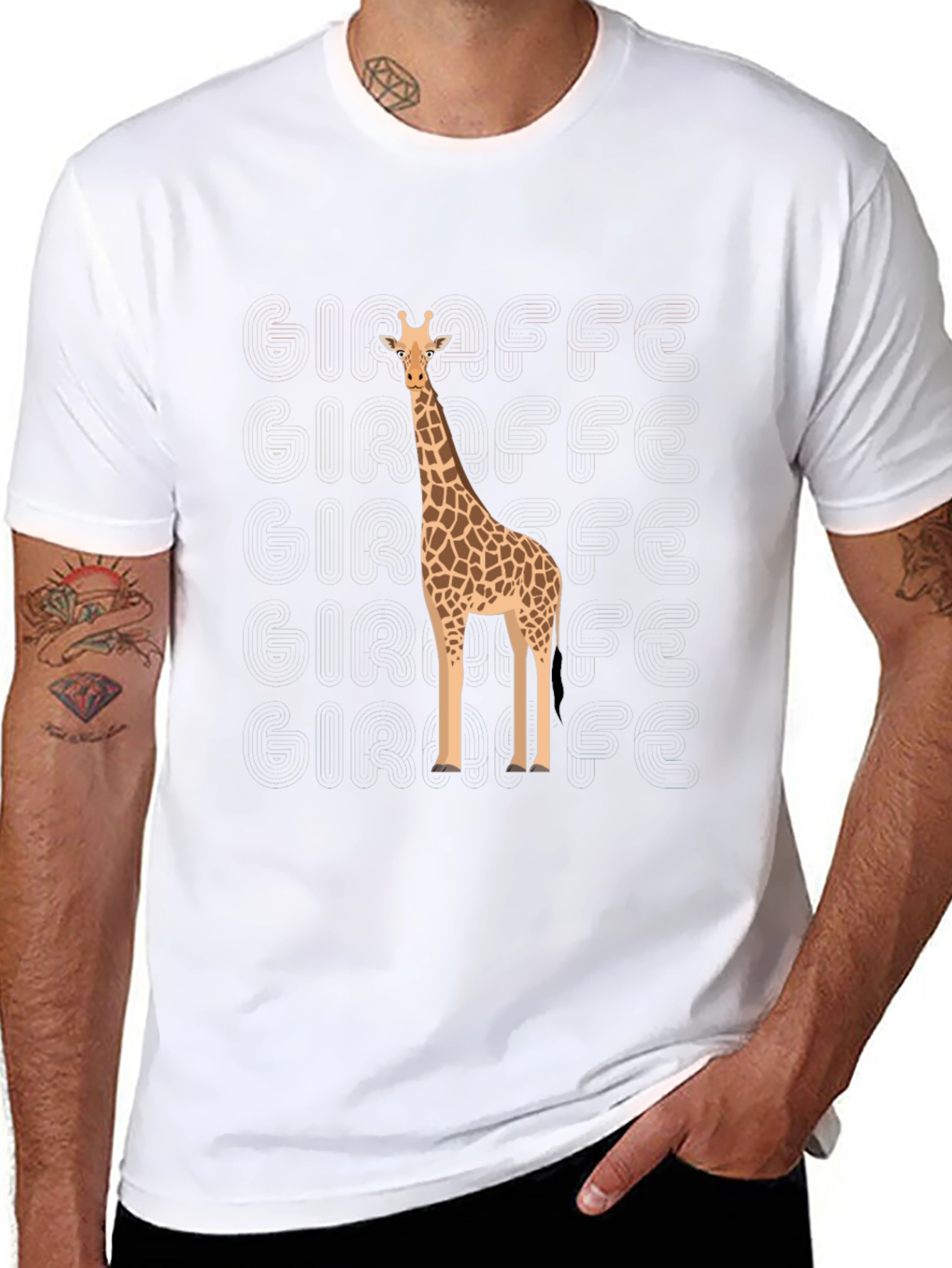 Giraffe Graphic Black T-Shirt - Mens Fashion Tee