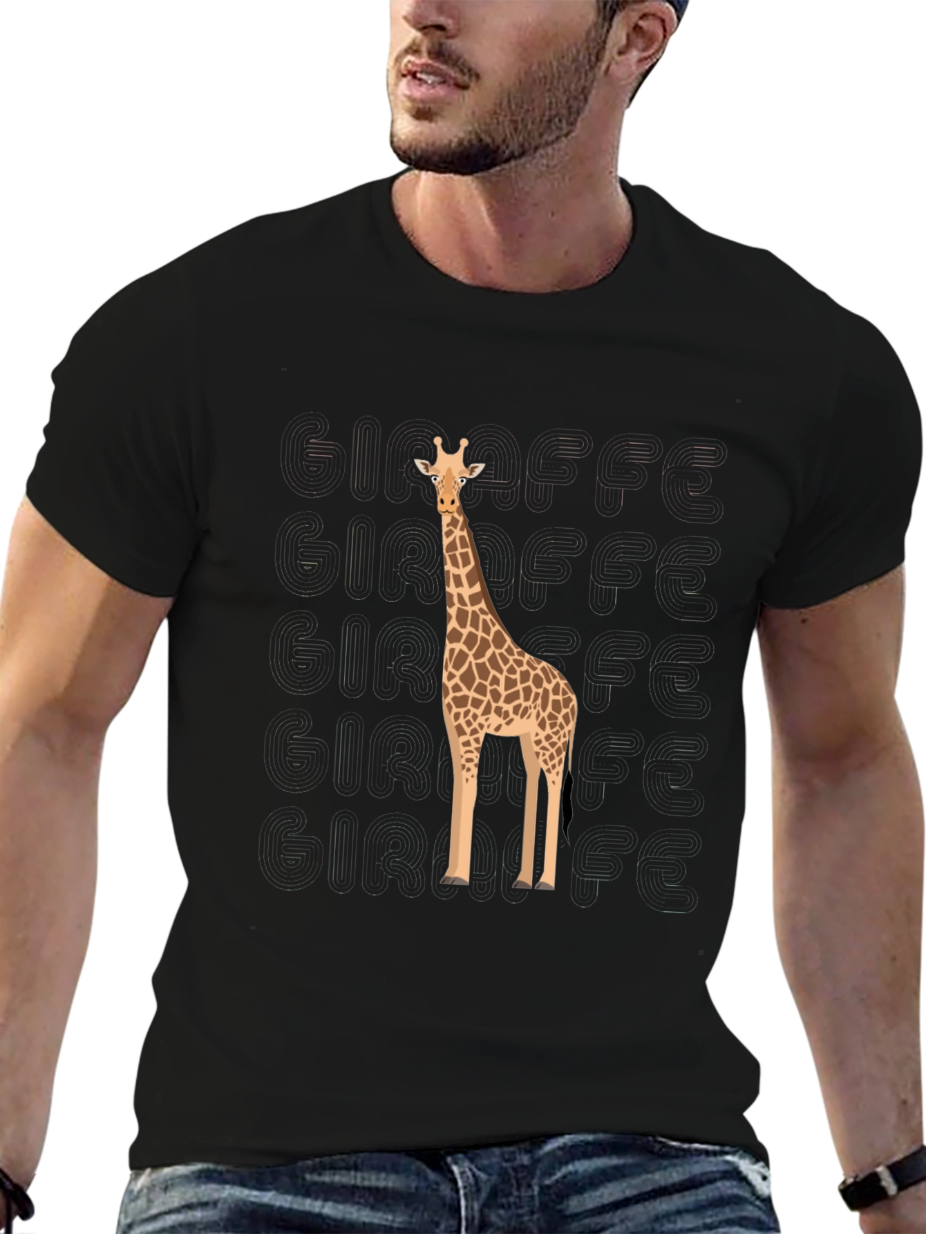 Giraffe Graphic Black T-Shirt - Mens Fashion Tee
