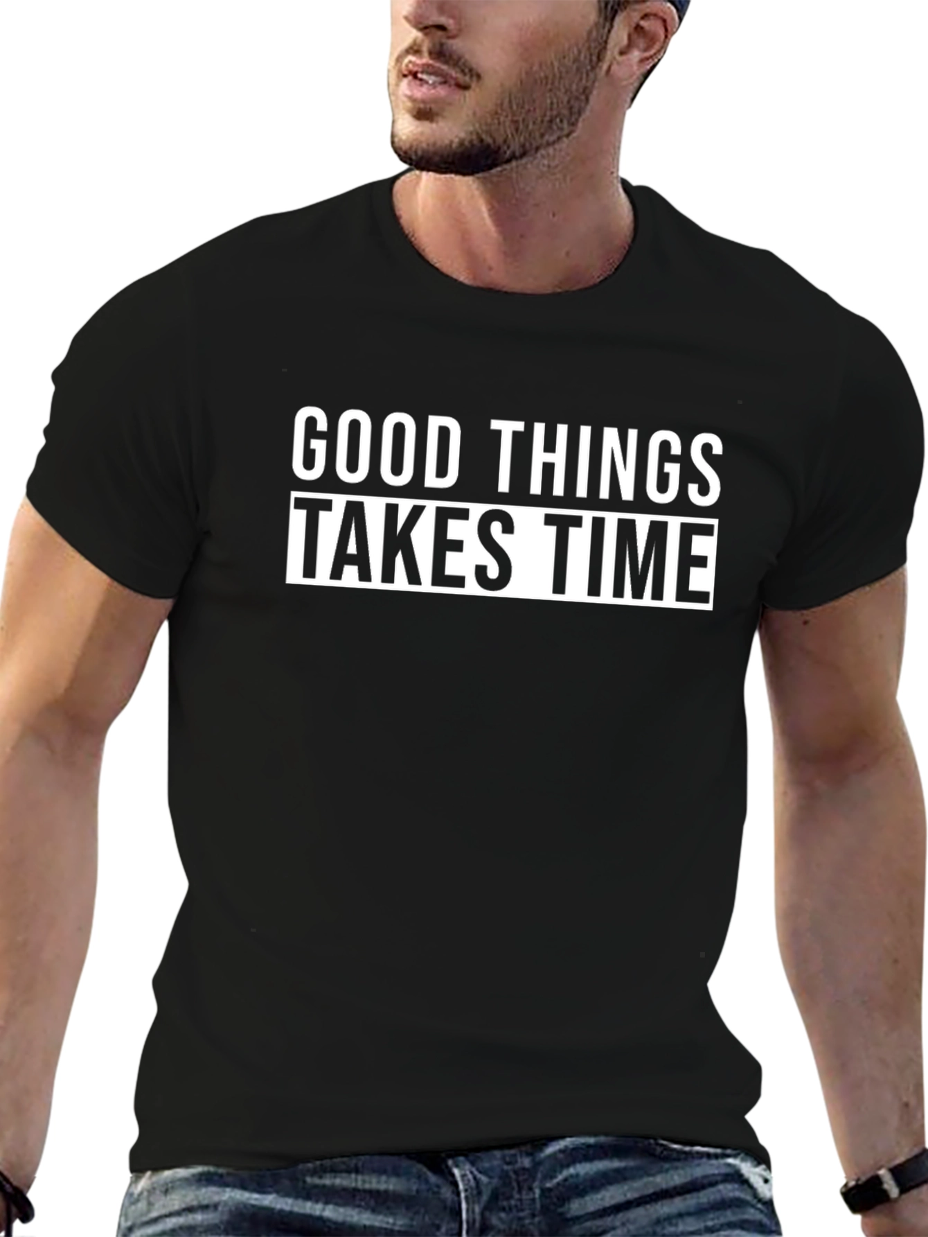 Good Things Take Time Black Graphic Tee