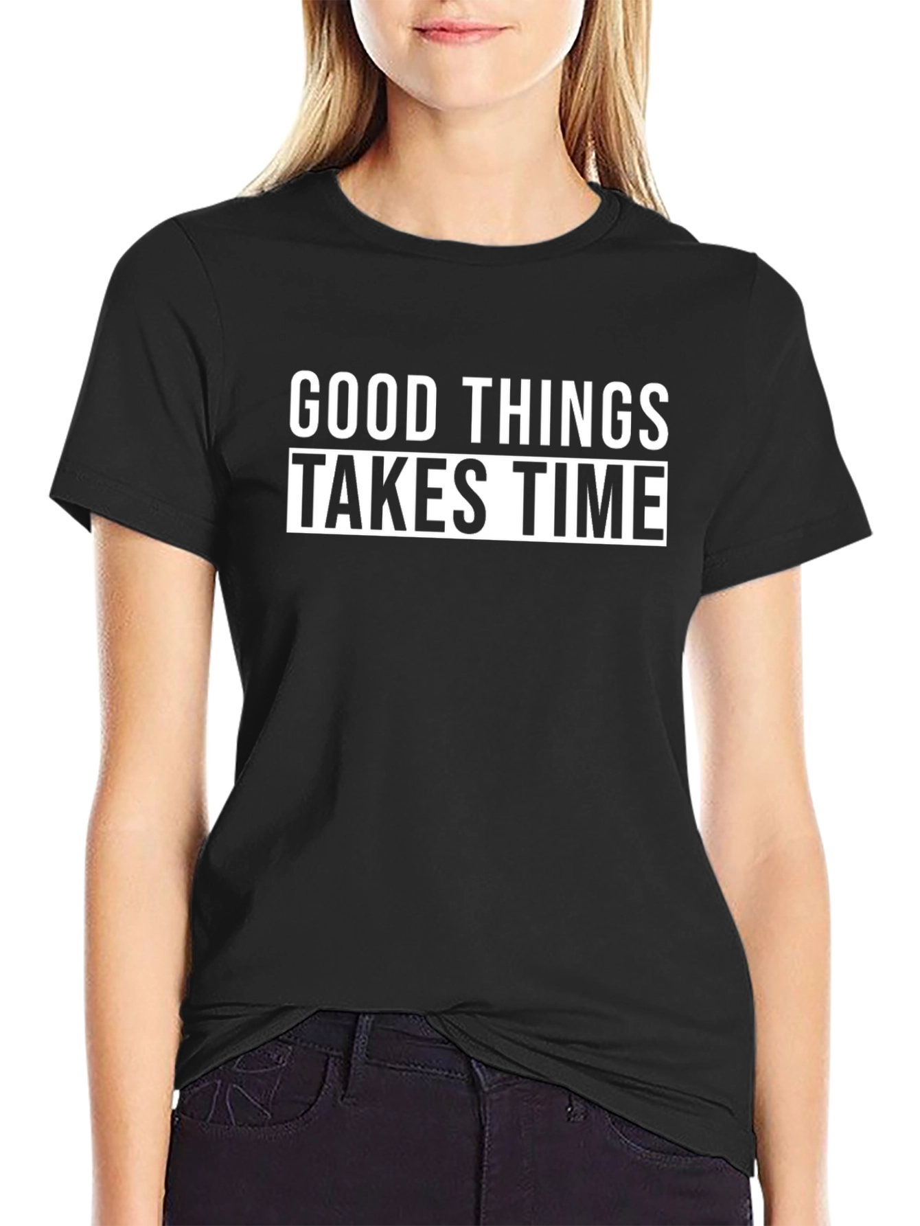 Good Things Take Time Black Graphic Tee