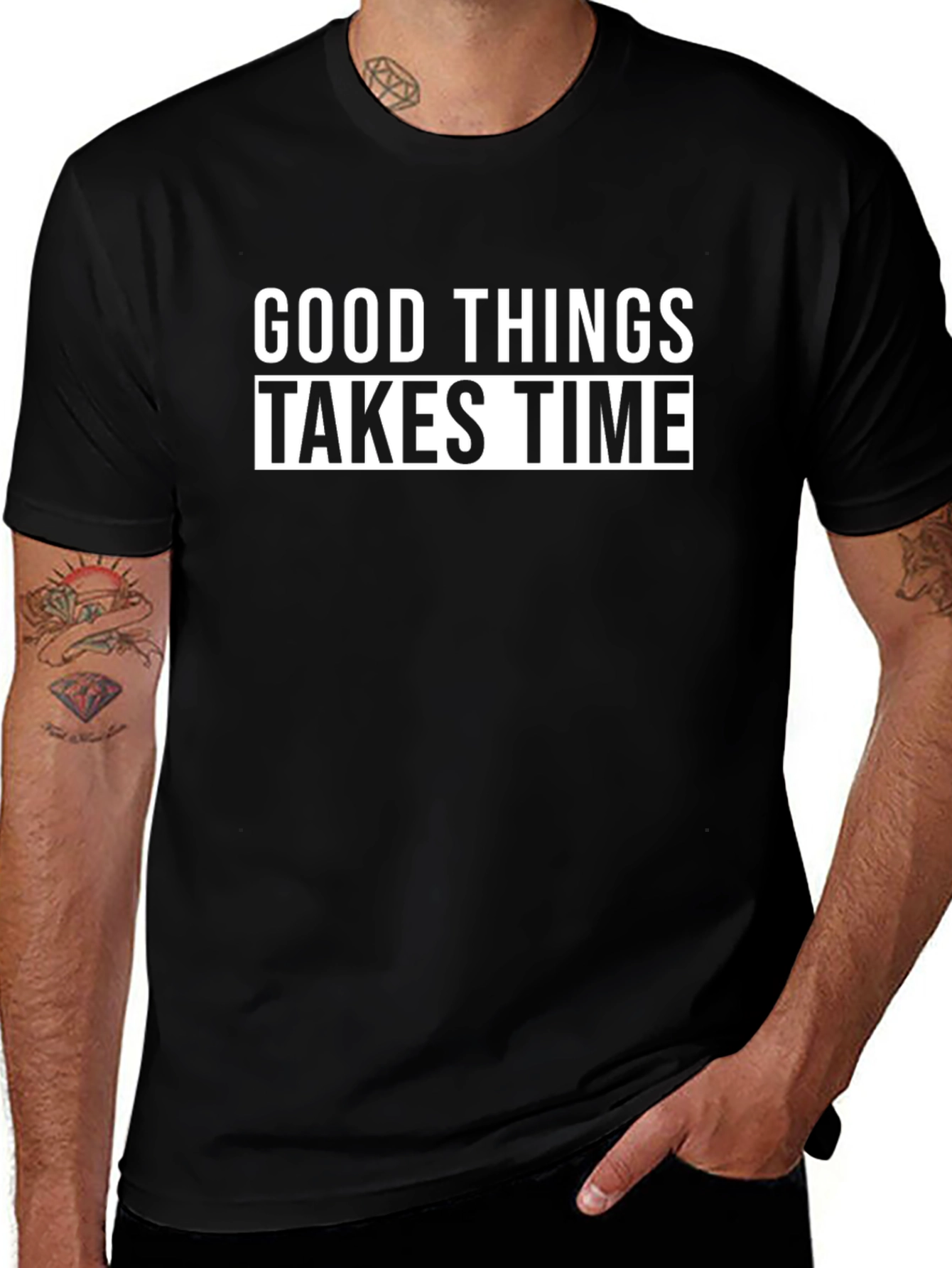 Good Things Take Time Black Graphic Tee