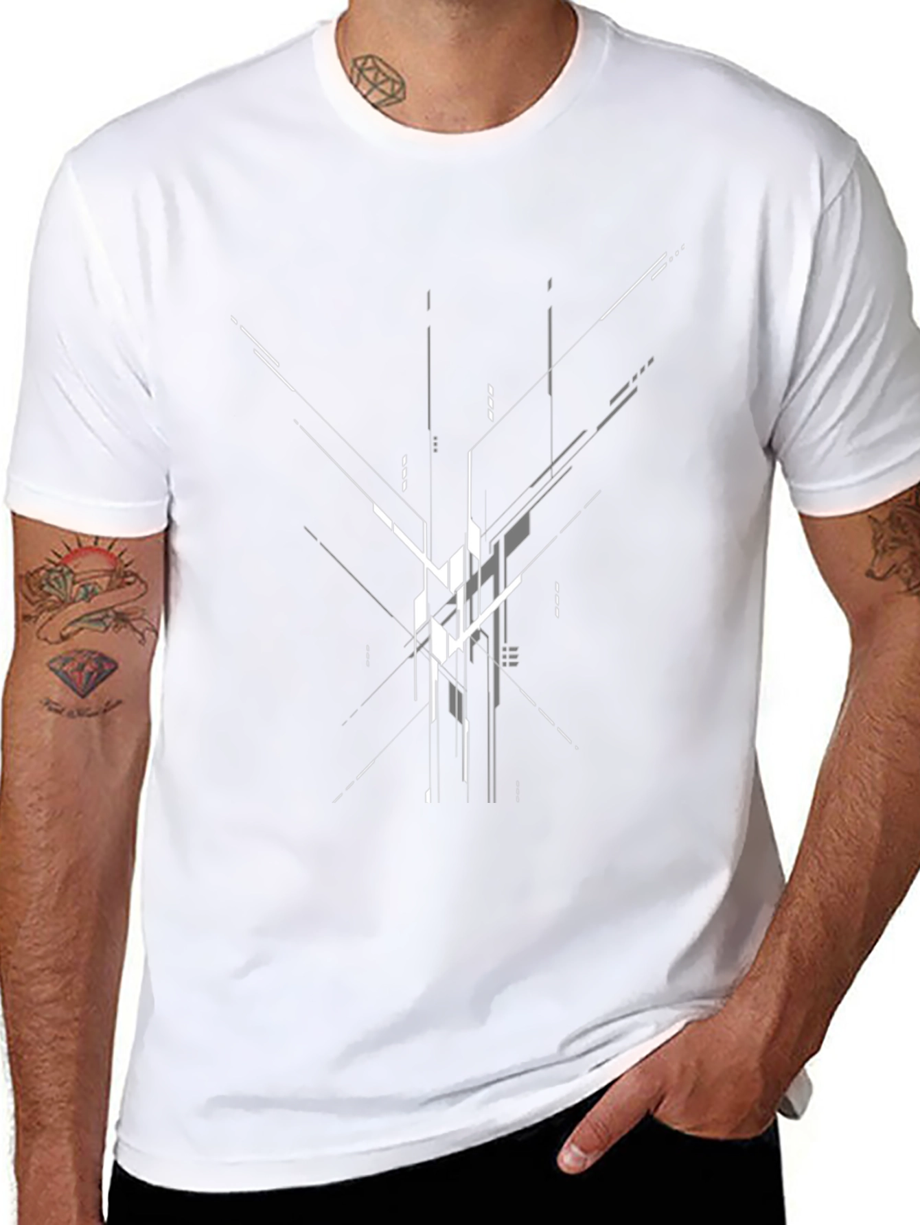 Abstract Geometric Design Black T-Shirt