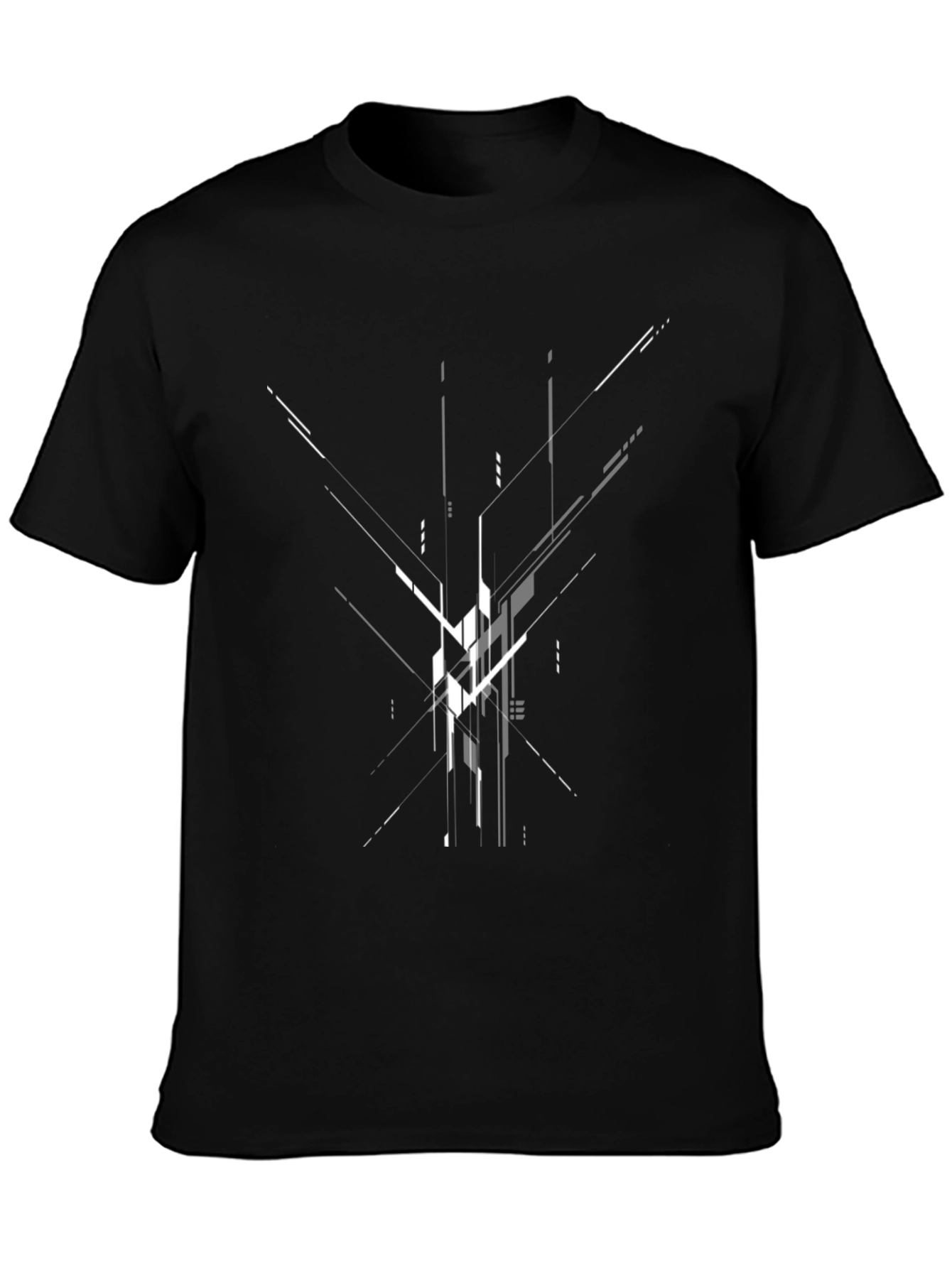 Abstract Geometric Design Black T-Shirt
