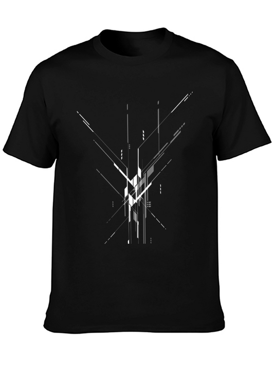 Abstract Geometric Design Black T-Shirt