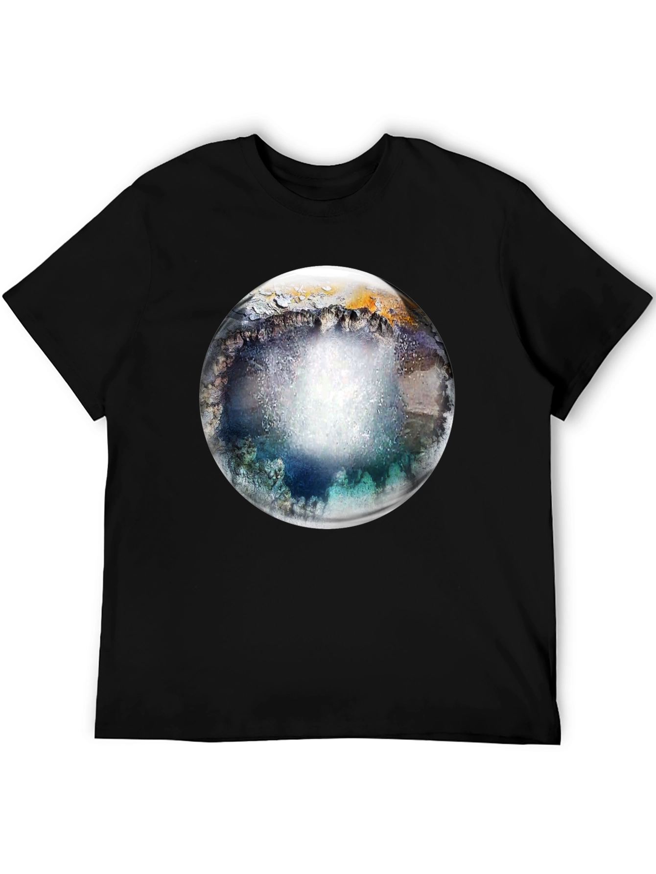 Abstract Geode Sphere Graphic Black T-Shirt