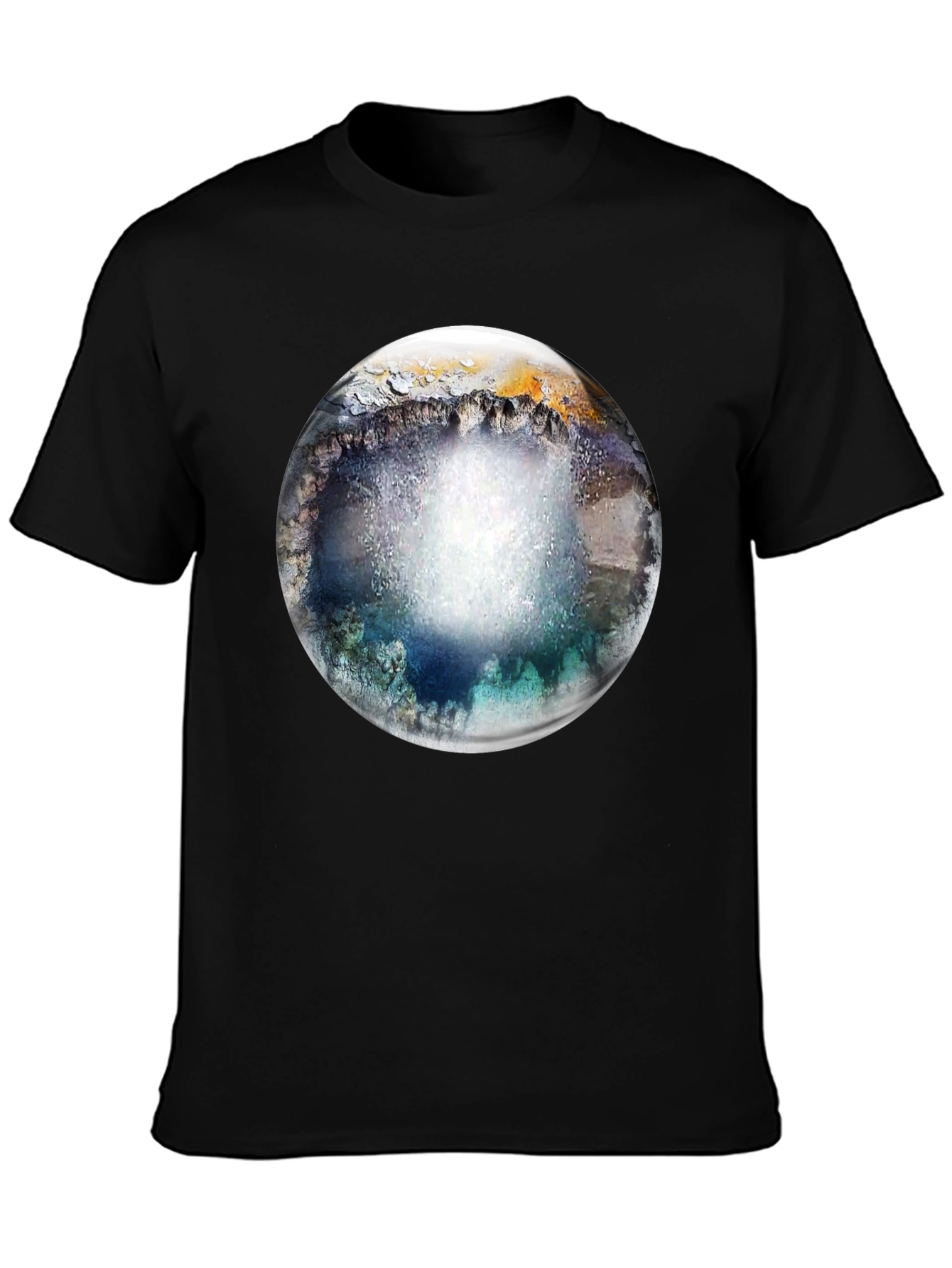 Abstract Geode Sphere Graphic Black T-Shirt
