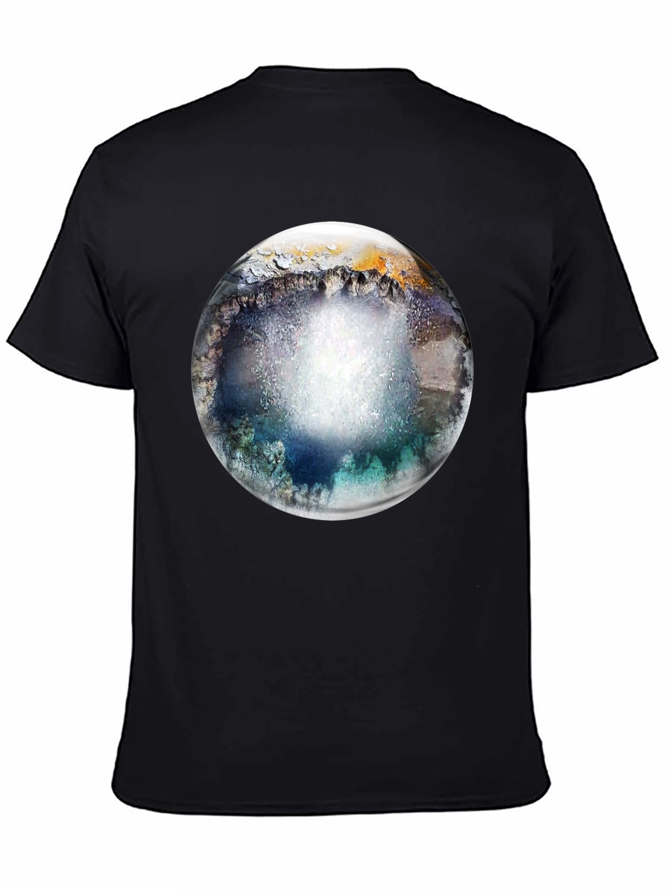 Abstract Geode Sphere Graphic Black T-Shirt