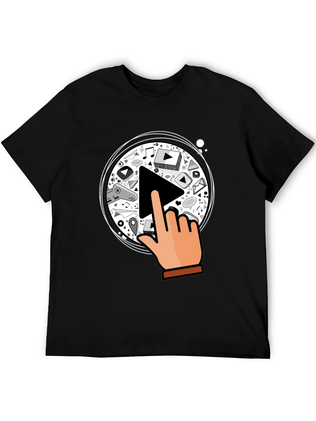 Play Button Graphic Black T-Shirt